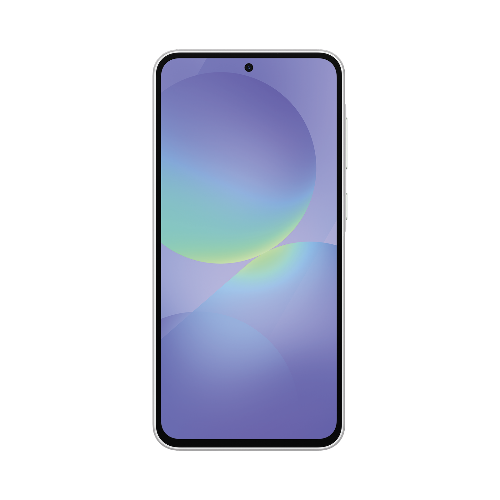 Een moderne smartphone met een paars en blauw verloop behang.