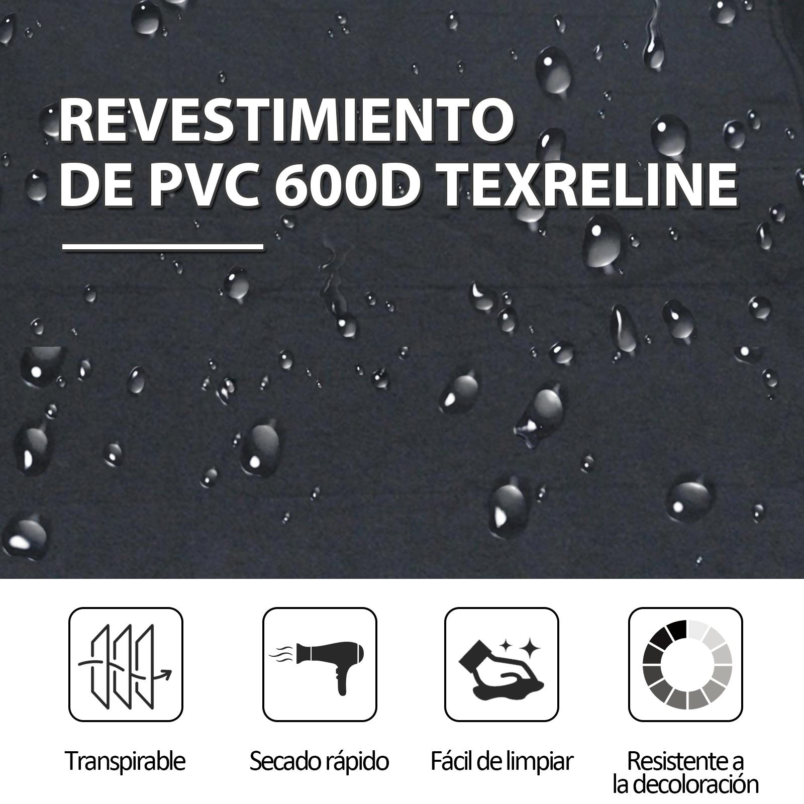 Revestimiento PVC 600D Texreline: transpirable, secado rápido, fácil de limpiar.
