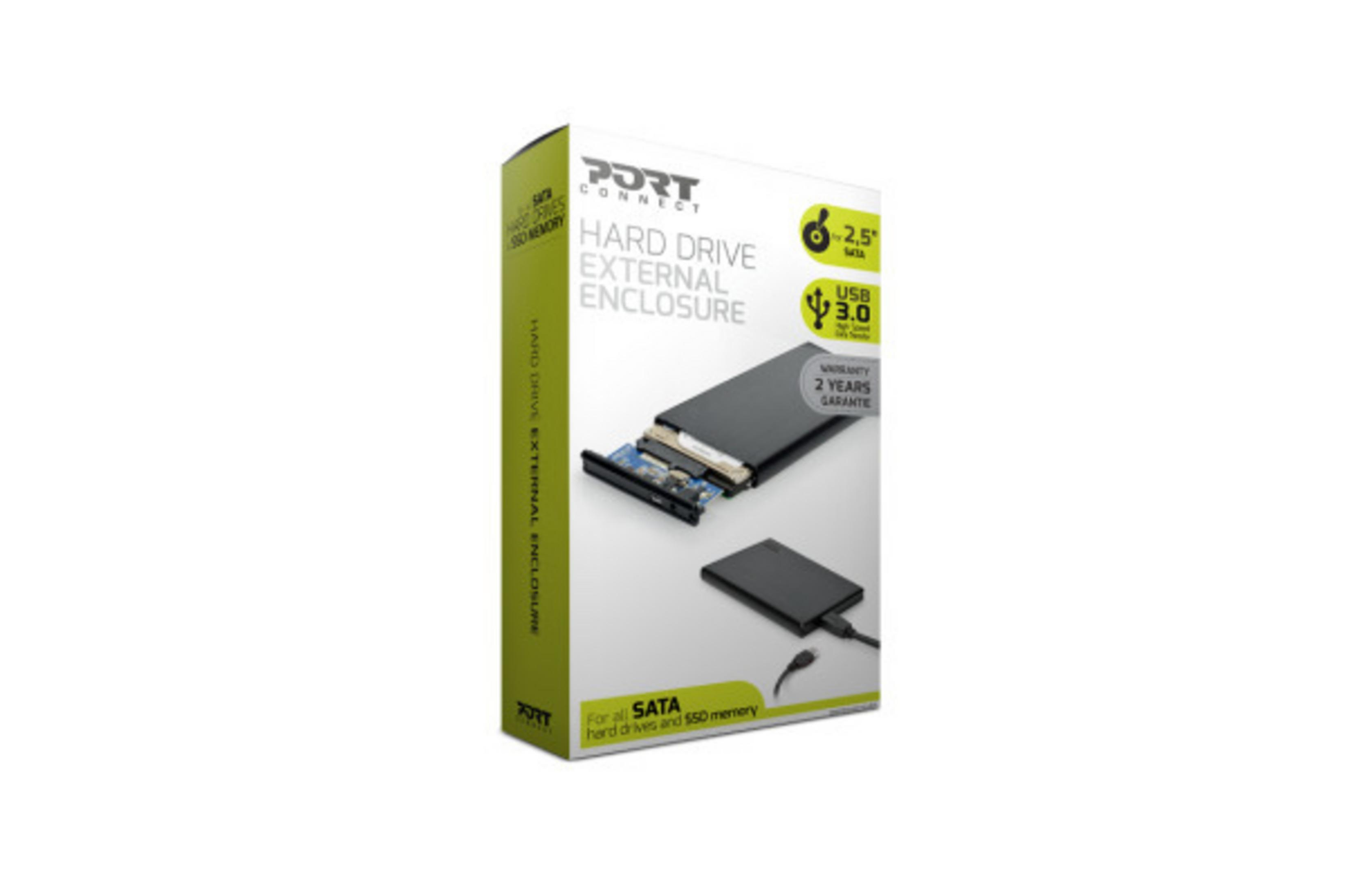 Confezione di un box esterno per hard disk SATA da 2,5 pollici con USB 3.0.