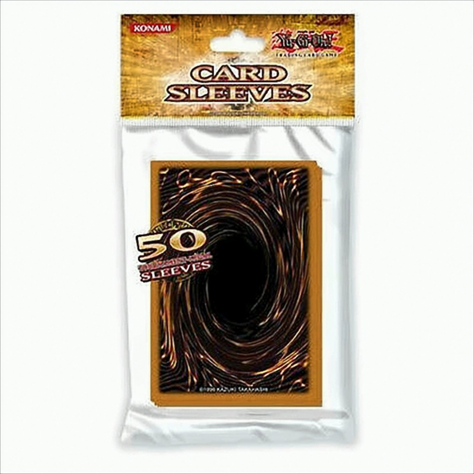 Confezione da 50 bustine protettive per carte Yu-Gi-Oh! con disegno marrone.