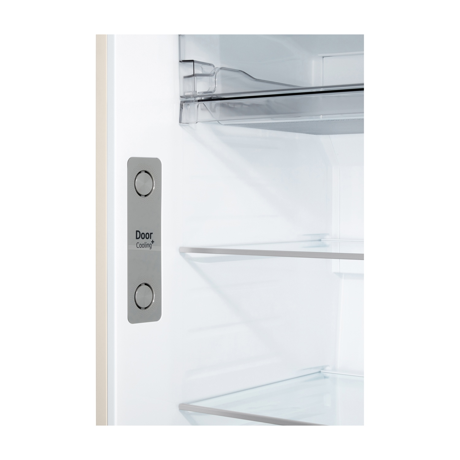 Interno di un frigorifero con ripiani e controllo Door Cooling+.