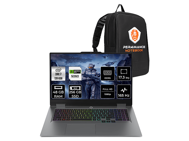 LENOVO LOQ RTX5060/8GB FHD 83JH006ETRP326 Intel® Core™ i7-13650HX 48 GB RAM 256 GB SSD 17,3 inç FreeDOS Laptop+Çanta Luna Grey