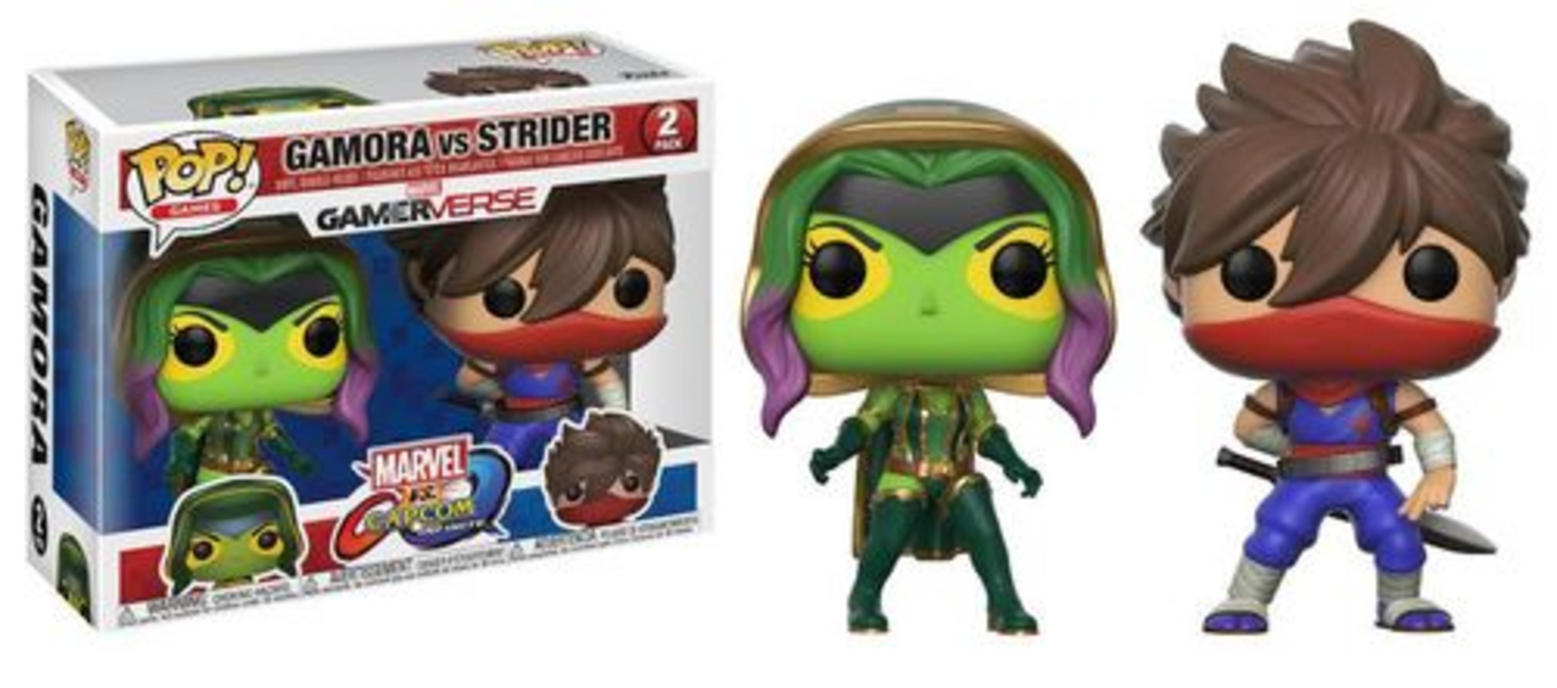 Funko Pop! Figuren von Gamora und Strider aus Marvel vs. Capcom 2.