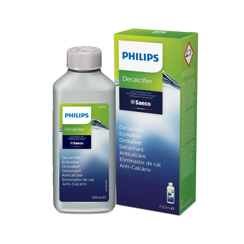 Philips Entkalker Flasche und Karton mit Mehrsprachiger Beschriftung