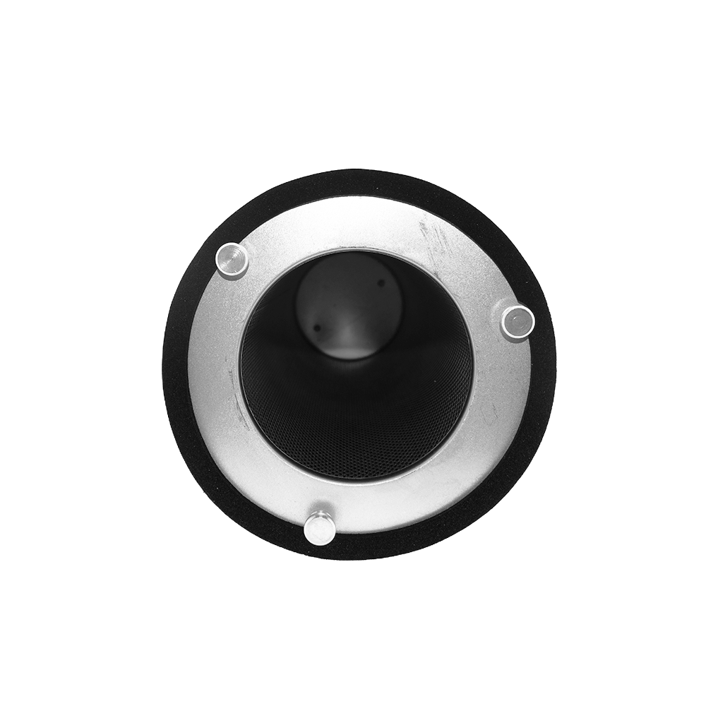 Ein zylindrischer Luftfilter mit schwarzem Schaumstoffrand und Metalleinfassung.