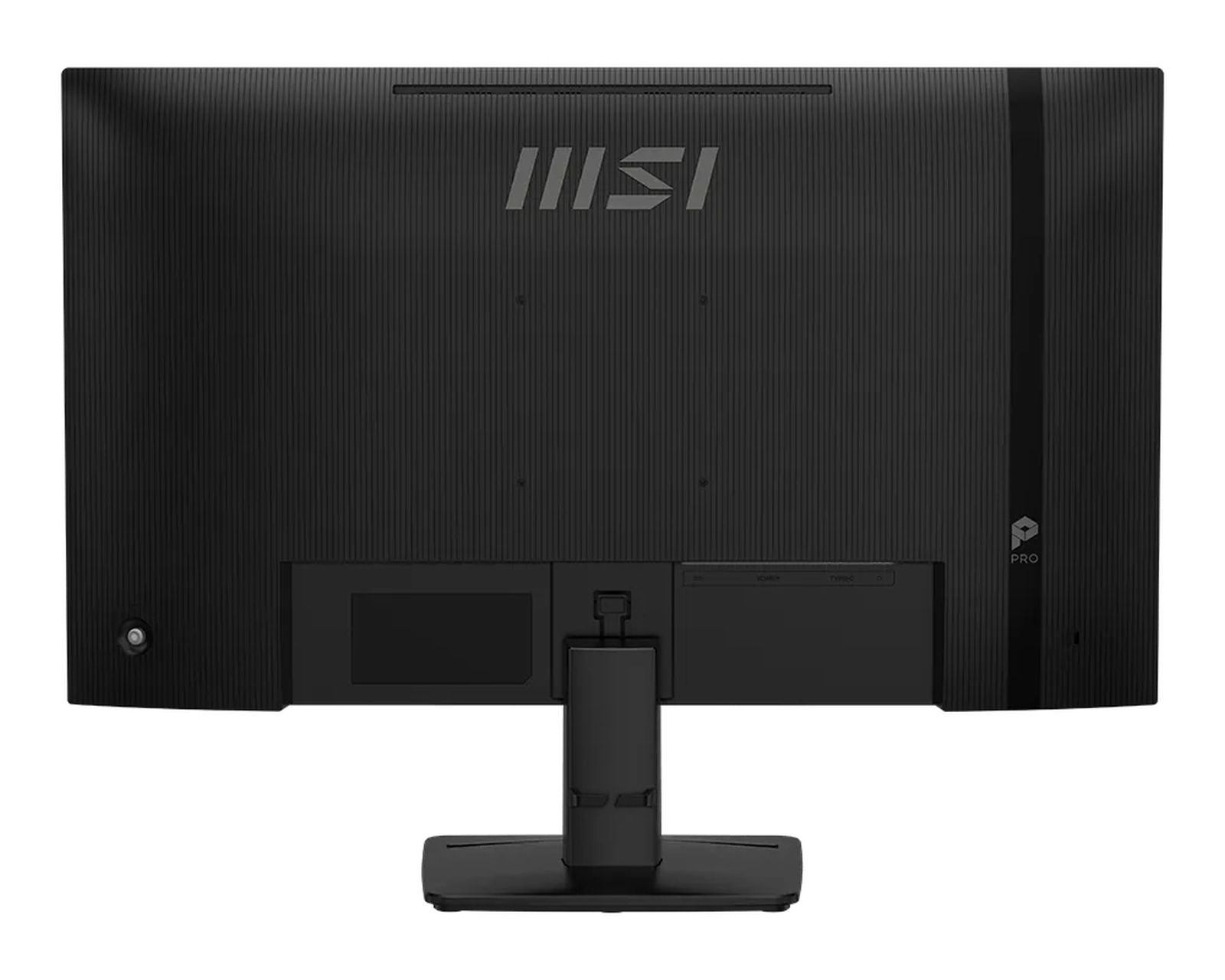 Tył czarnego monitora MSI z portami i podstawką.