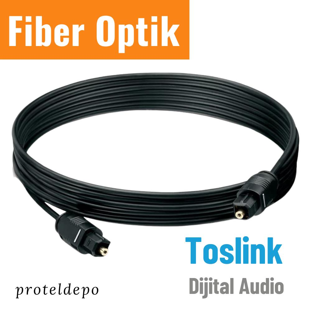 Siyah Toslink ses kablosu konektörlü, halka şeklinde.