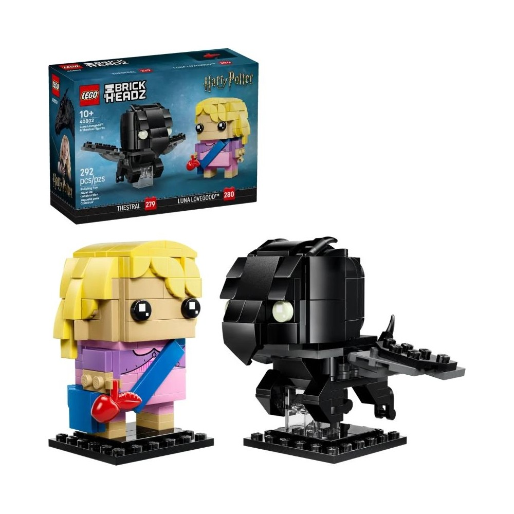 LEGO Harry Potter: Luna Lovegood ve Thestral BrickHeadz figürleri ve kutusu.
