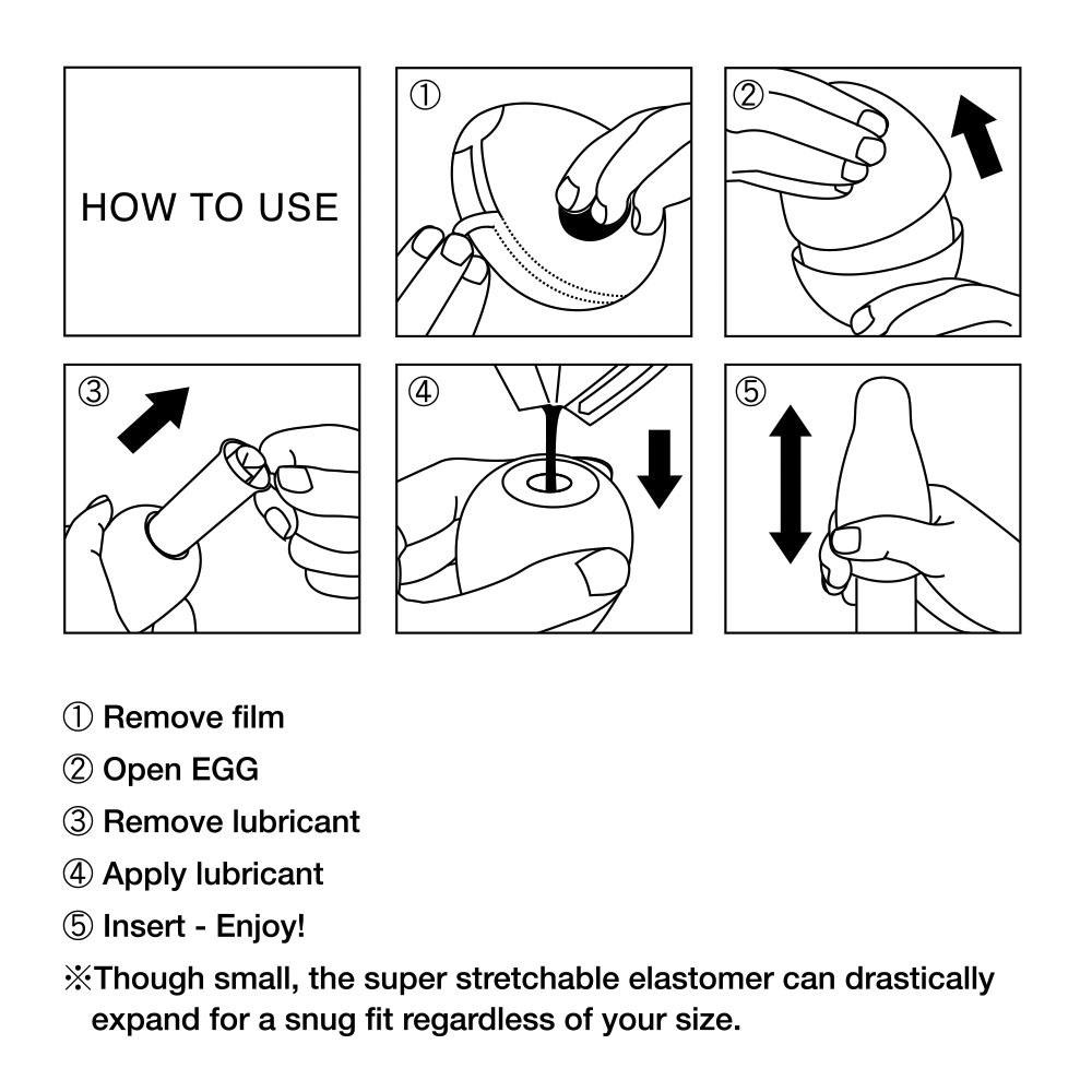Diagramm zeigt 5 Schritte: Folie abziehen, EGG öffnen, Gleitmittel entfernen & auftragen, einführen.