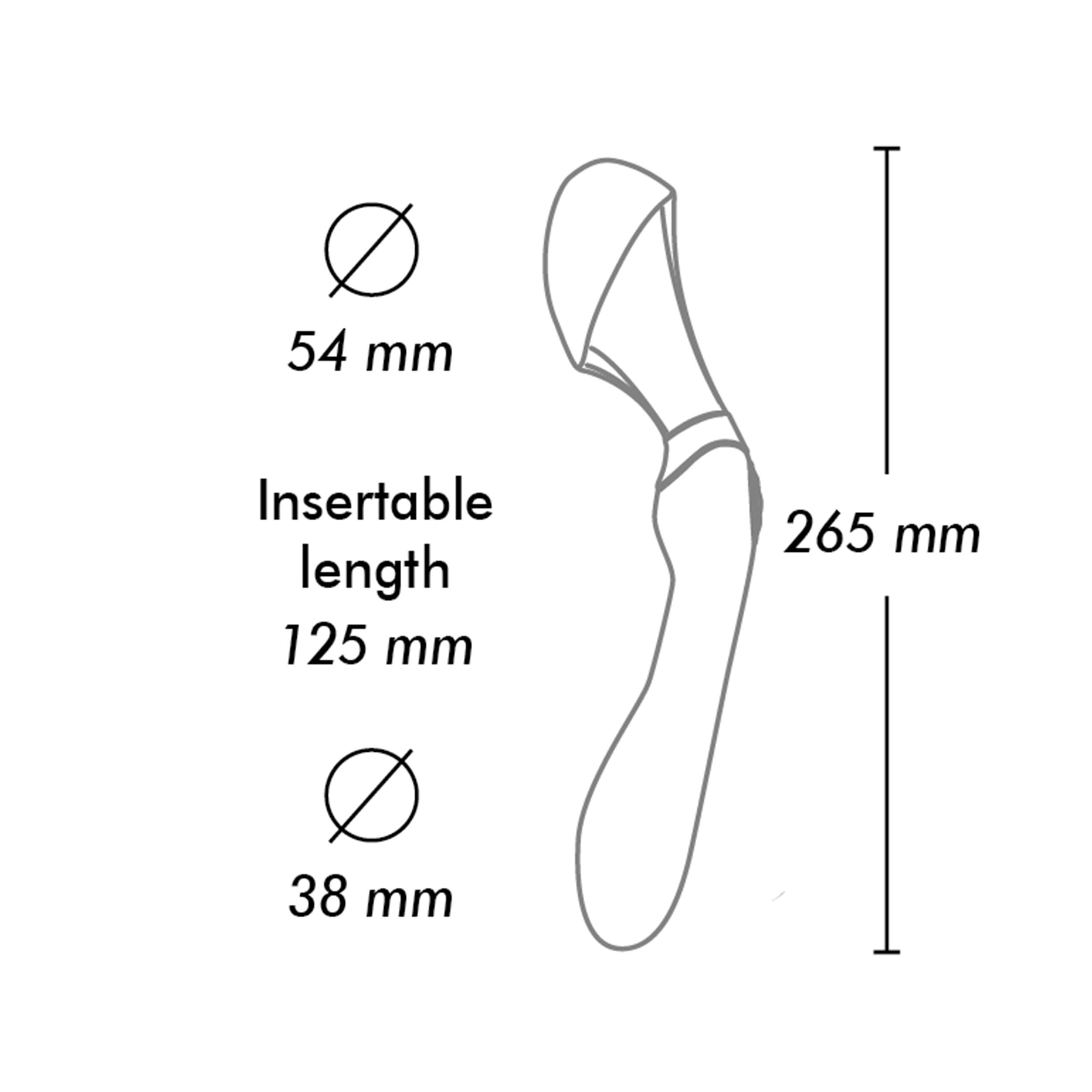 Technische Zeichnung mit Maßen: 54mm, 125mm, 38mm und 265mm.