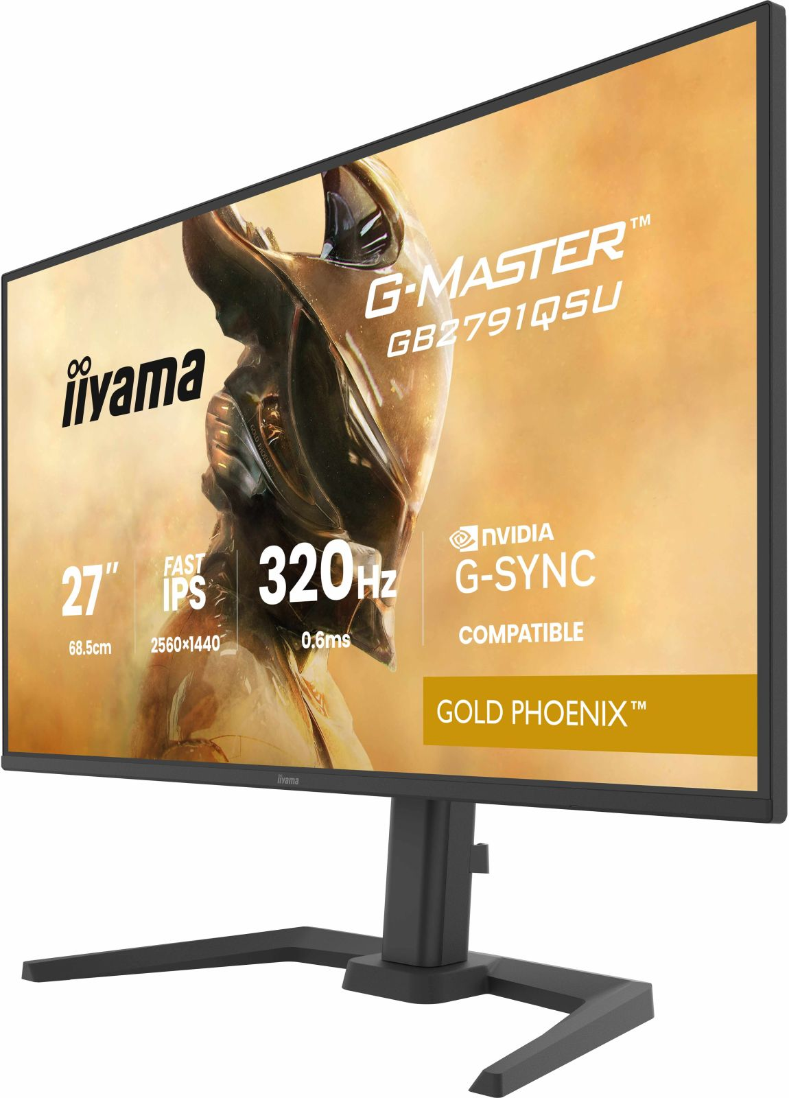 Ein 27-Zoll-Monitor mit 320 Hz, IPS-Panel, G-SYNC und Gold Phoenix-Design.
