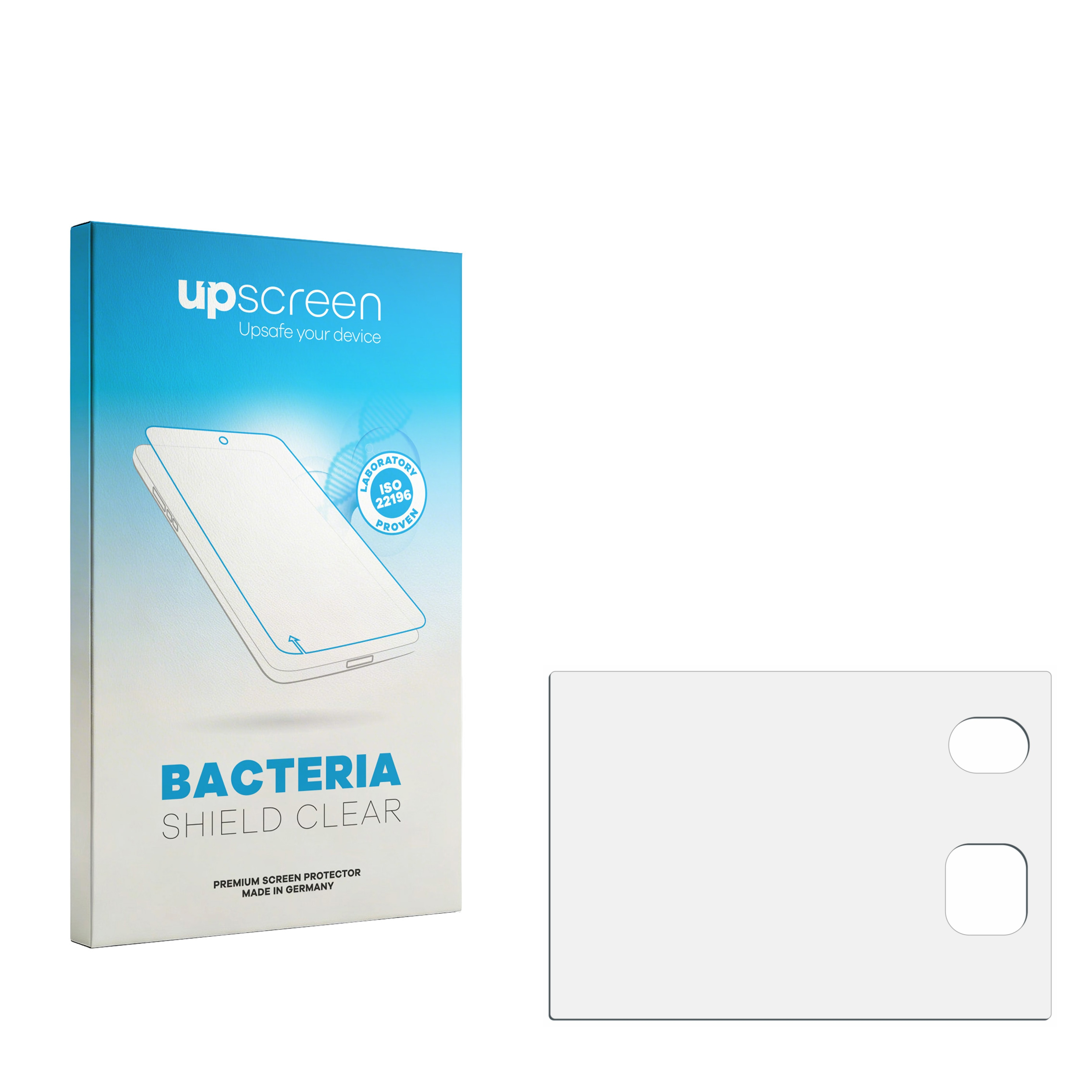 Verpackung für einen Displayschutz mit einem Handy und einem Zertifikat.