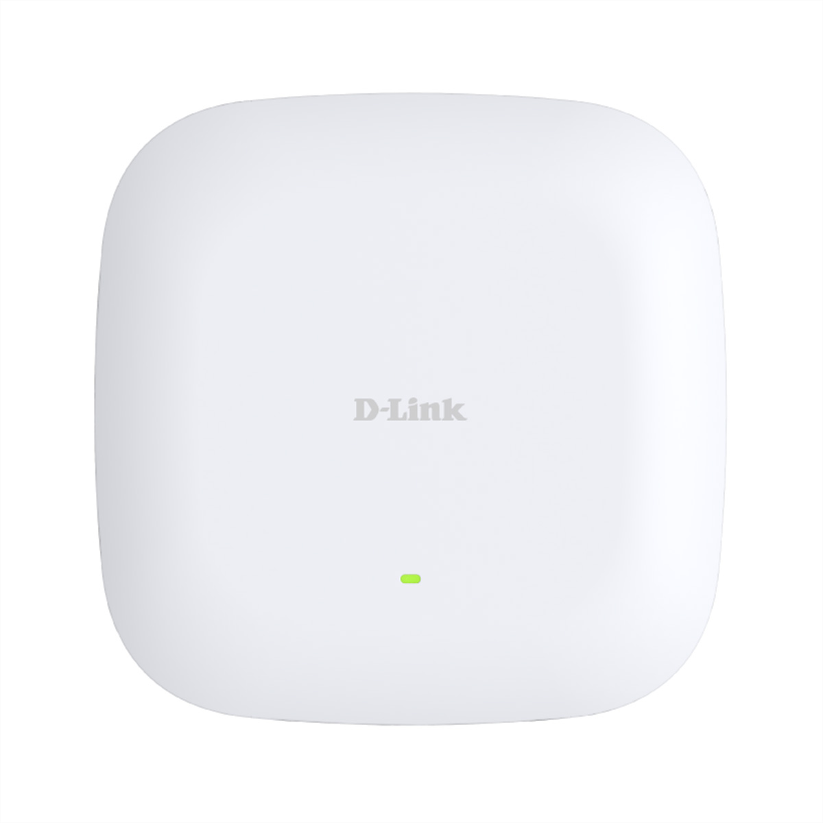 Un punto di accesso D-Link bianco con una piccola luce verde.