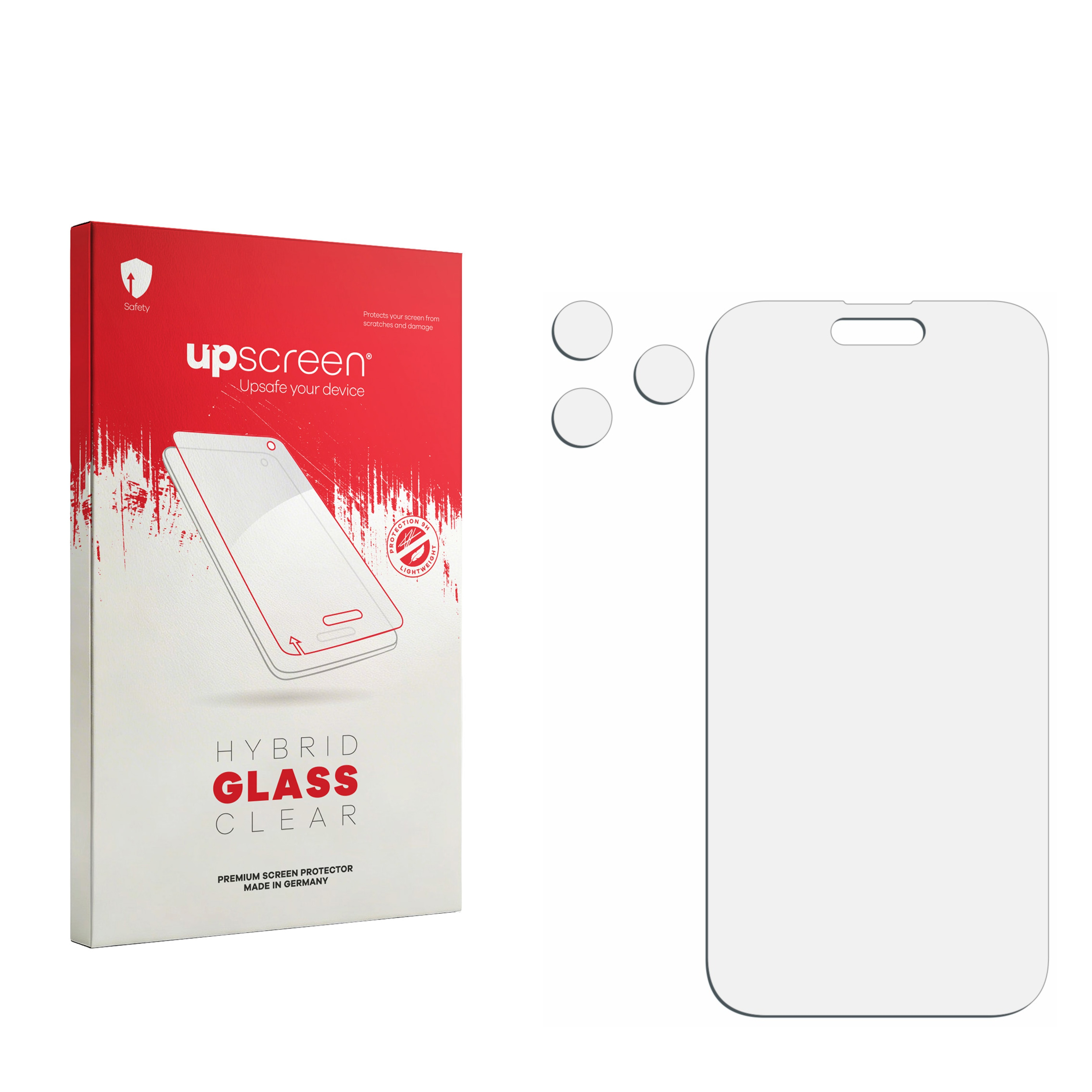 Verpackung und Displayschutzfolie für ein Smartphone.