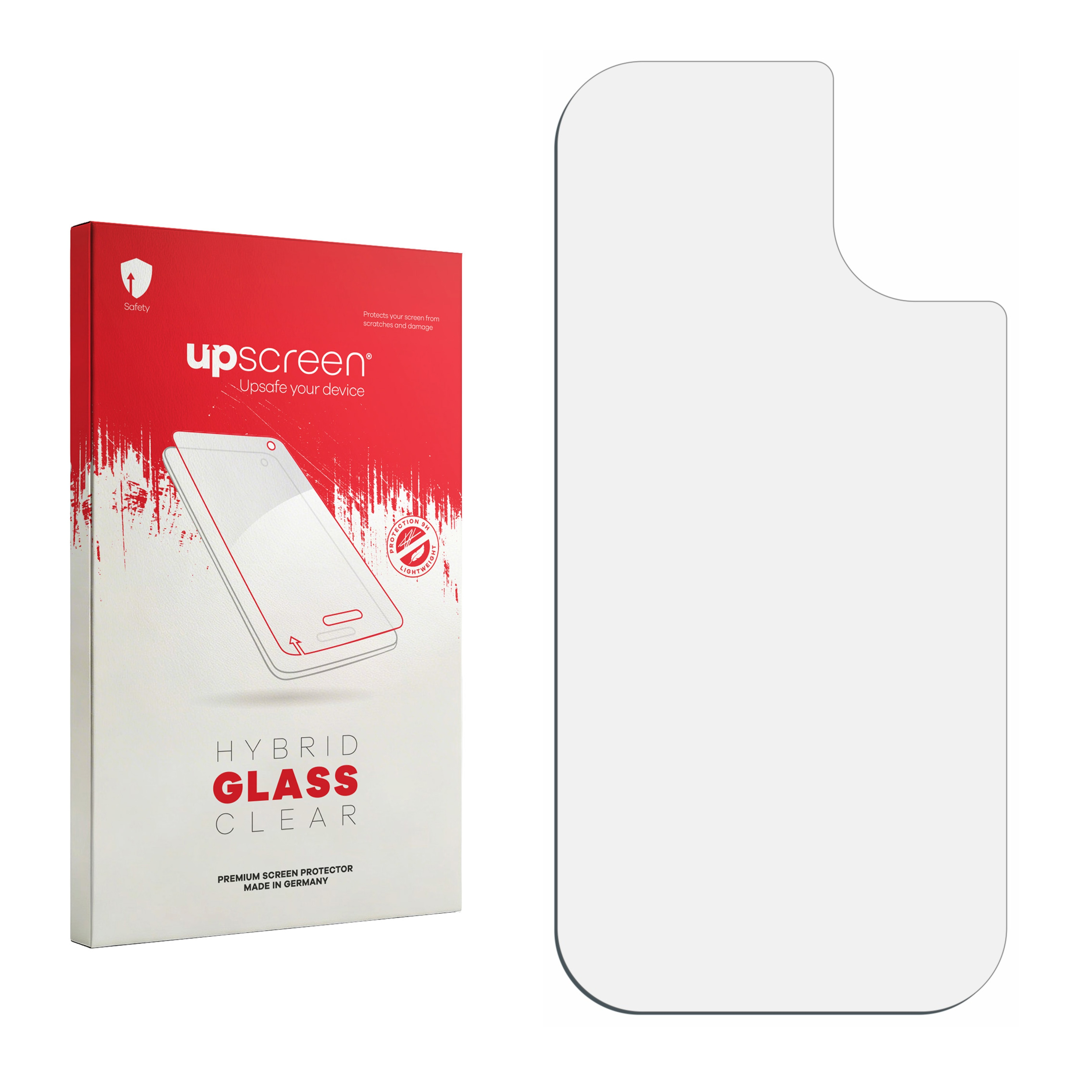 Verpackung und eine Displayschutzfolie. Rot und weiß.