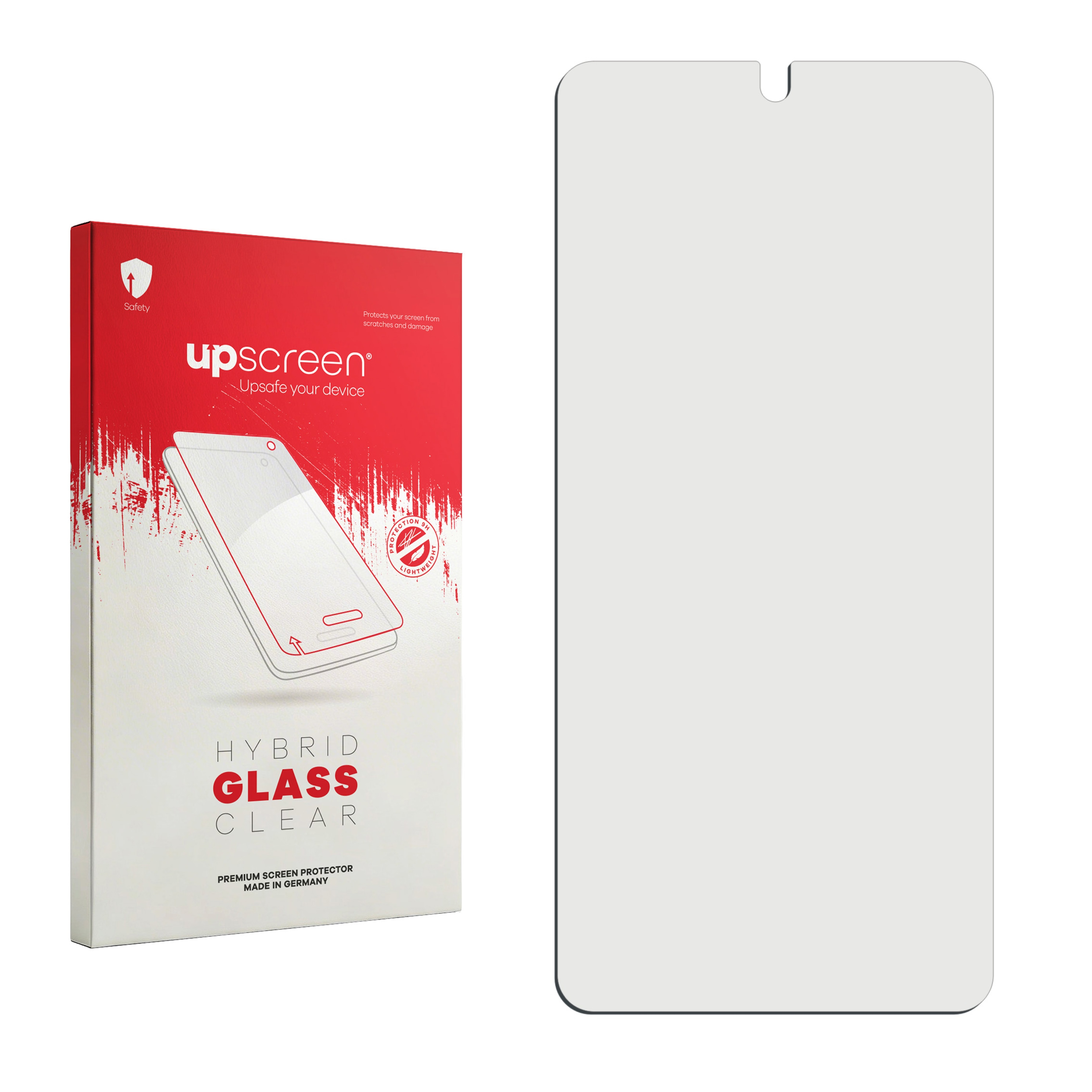 Verpackung für Displayschutzfolie mit einer klaren Folie daneben.