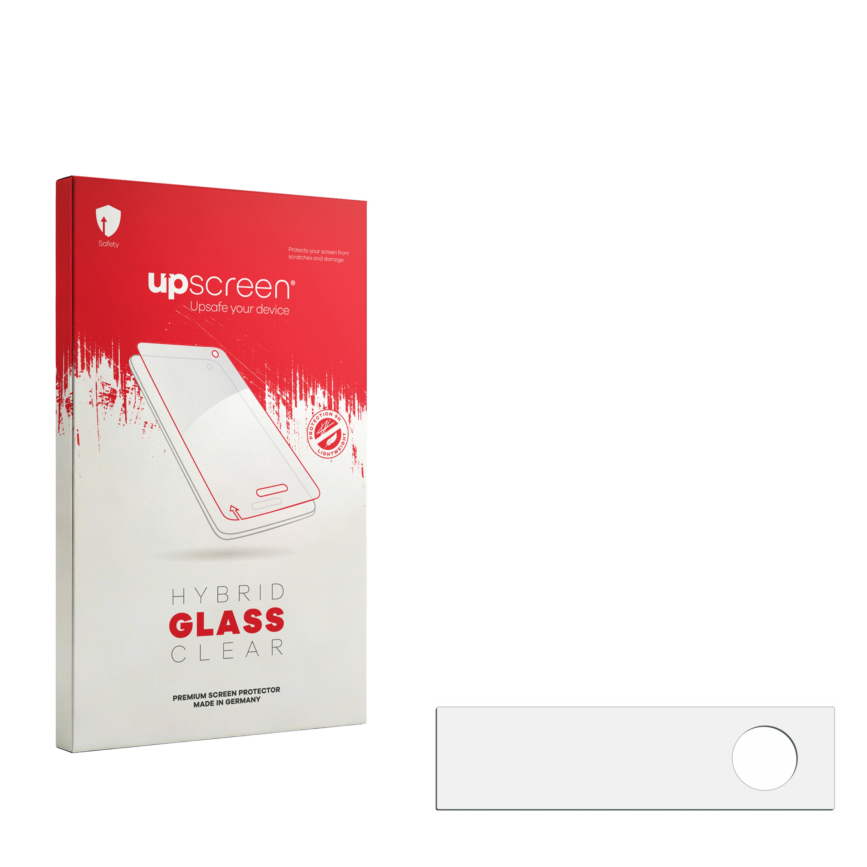 Verpackung für Displayschutzfolie mit Abbildung eines Smartphones, weißer Hintergrund.