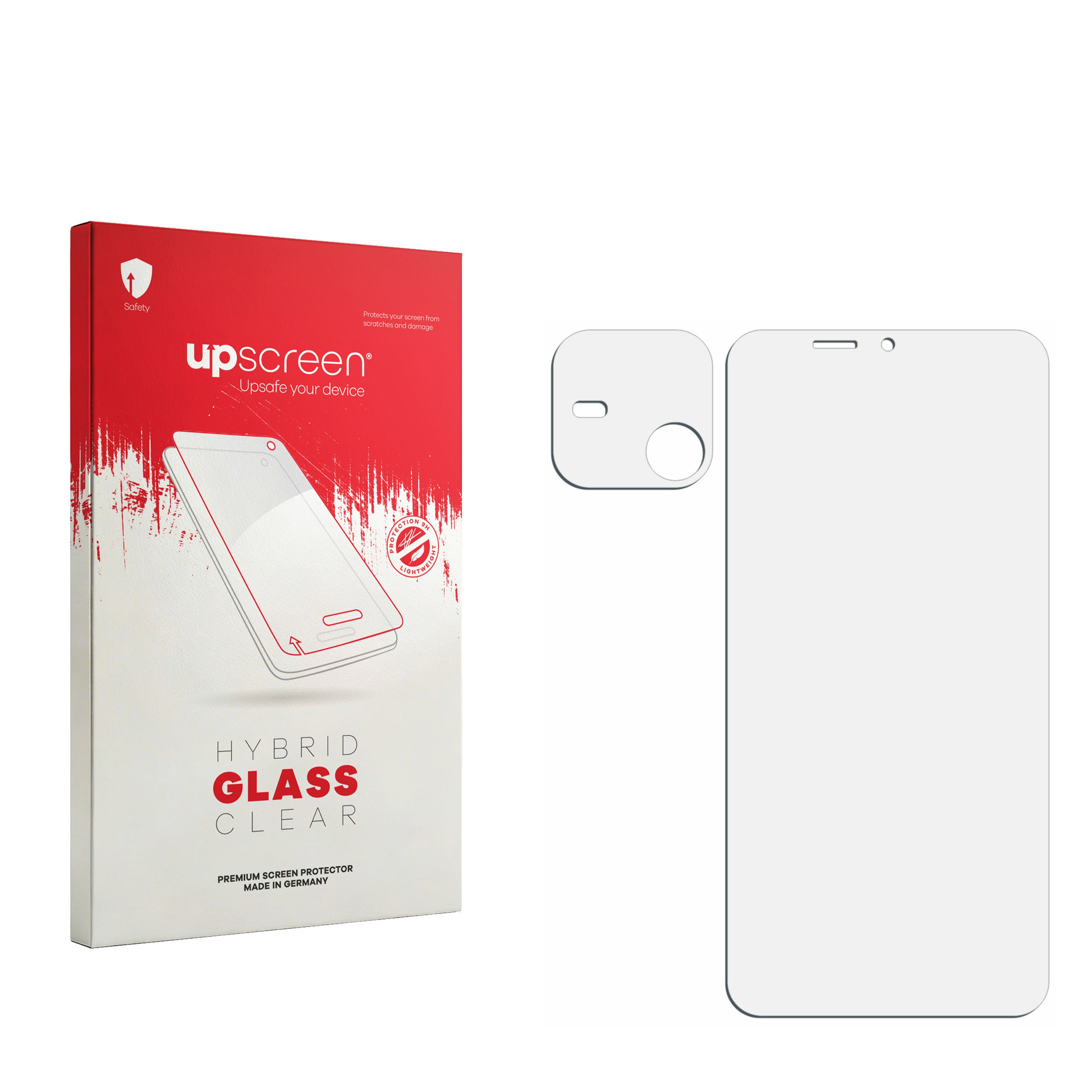 Verpackung für Displayschutzfolie mit einer Folie für ein Smartphone.