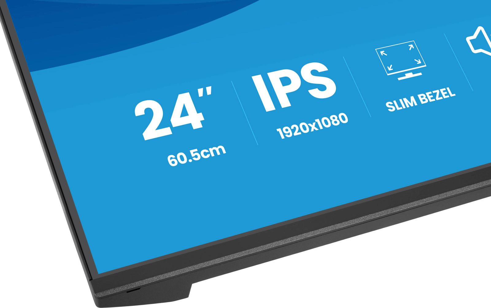 24-Zoll-IPS-Monitor mit 1920x1080 Auflösung und schmalem Rahmen.