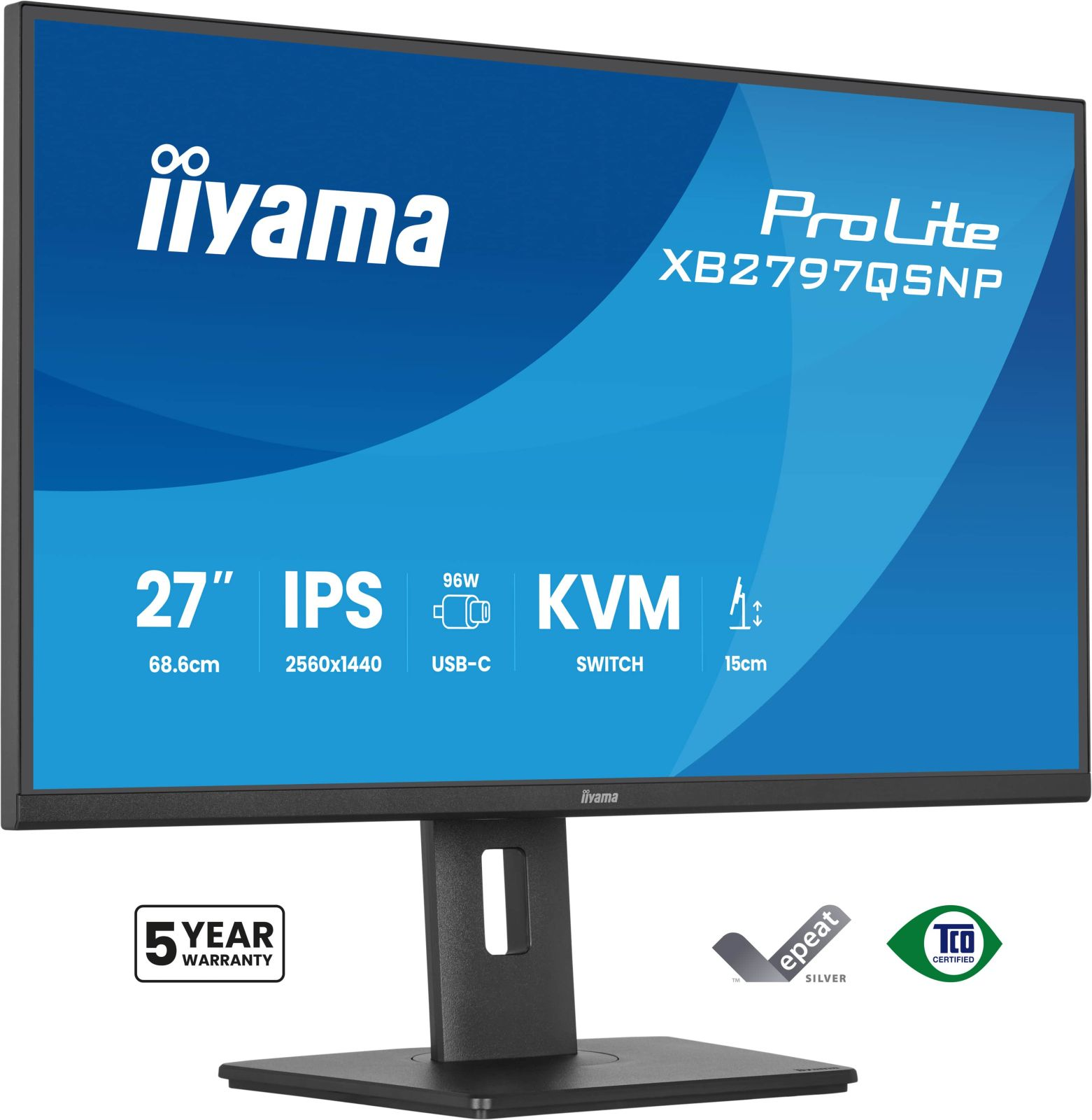 Ein 27-Zoll-IPS-Monitor von iiyama mit ProLite XB2797QSNP-Modell.
