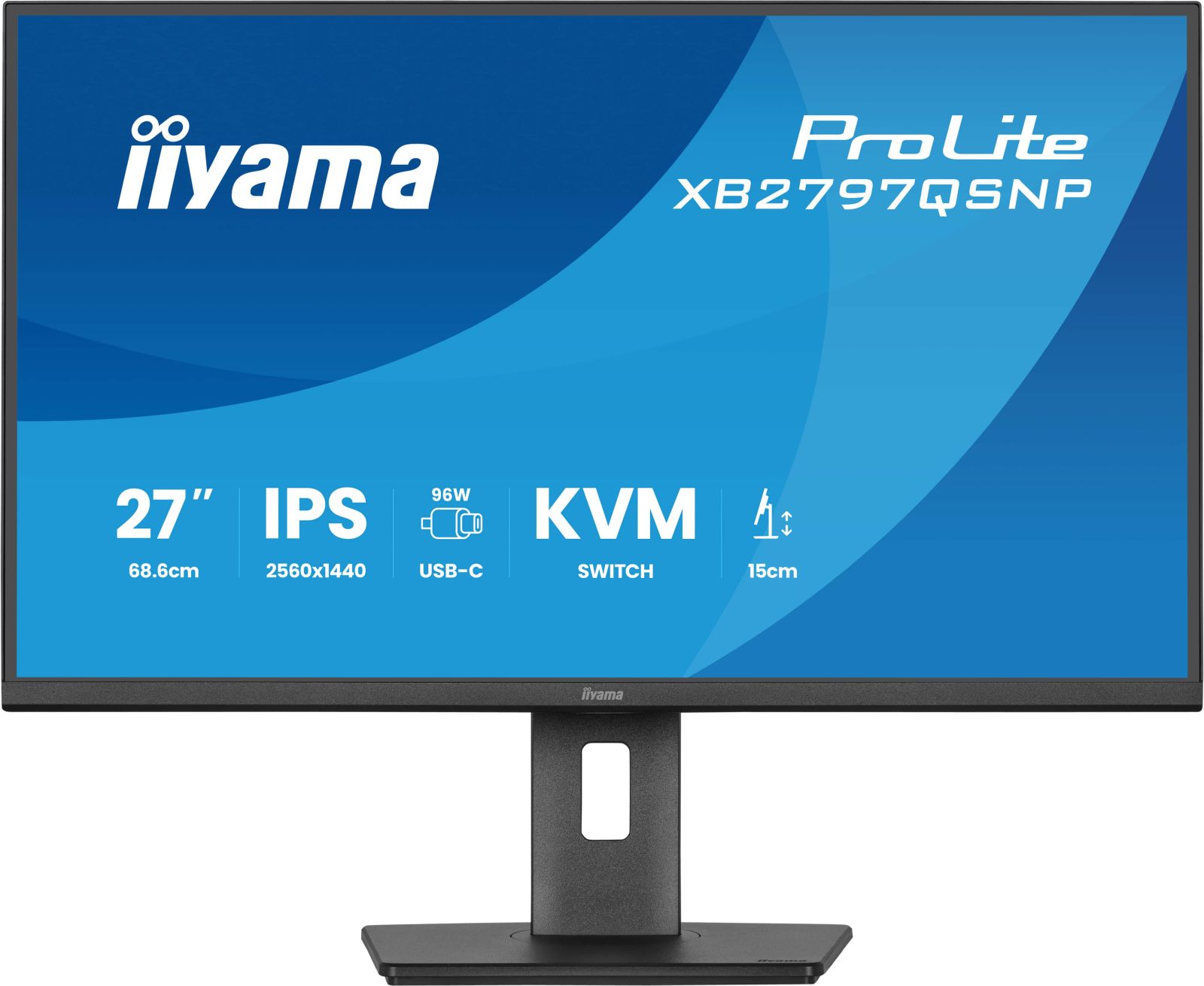 Iiyama ProLite Monitor: 27" IPS, 2560x1440, 96W USB-C, KVM-Switch, 15cm Höhenverstellung.