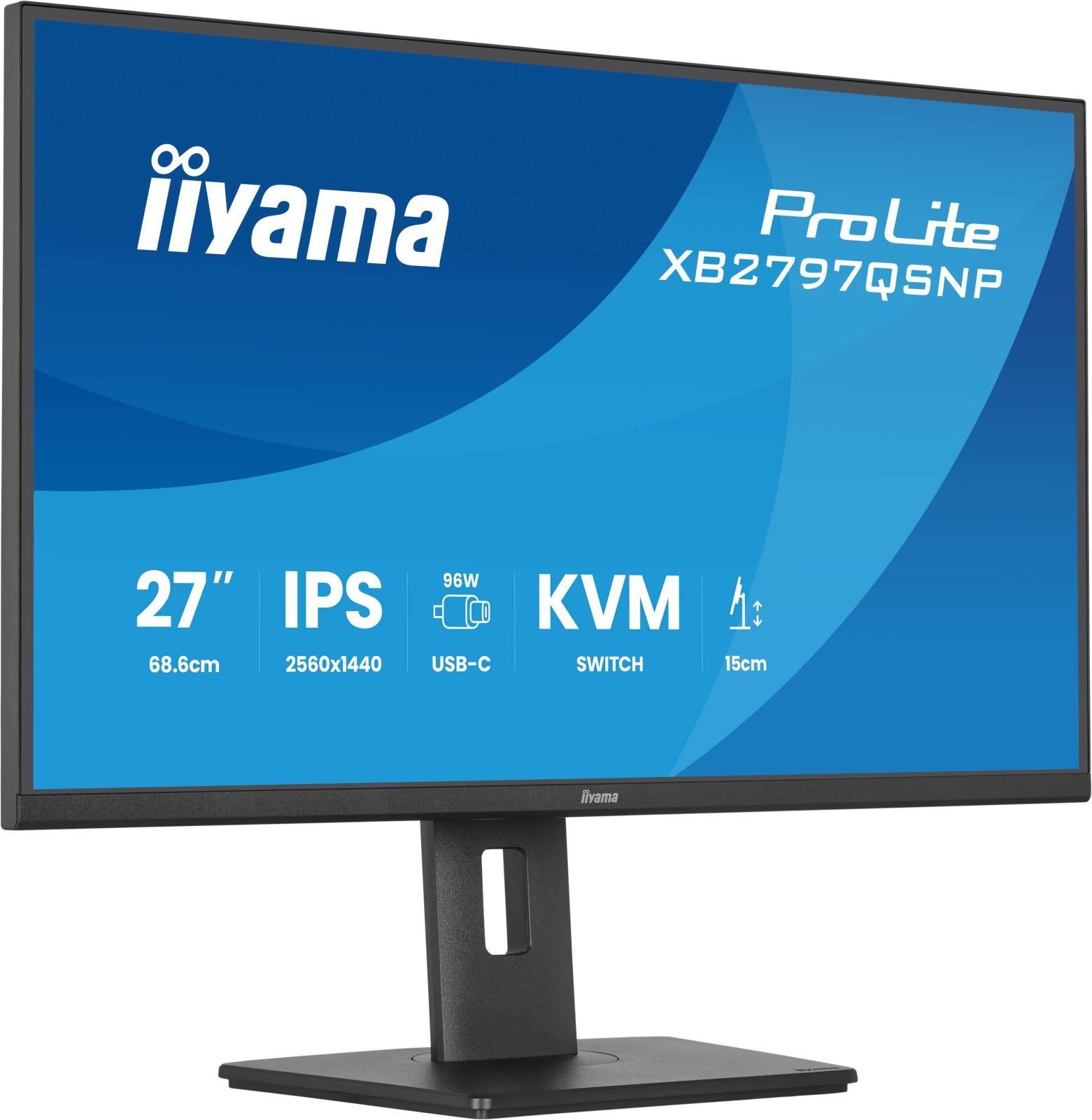 Iiyama ProLite XB2797QSNP Monitor: 27" IPS, 2560x1440, 96W USB-C, KVM-Switch.
