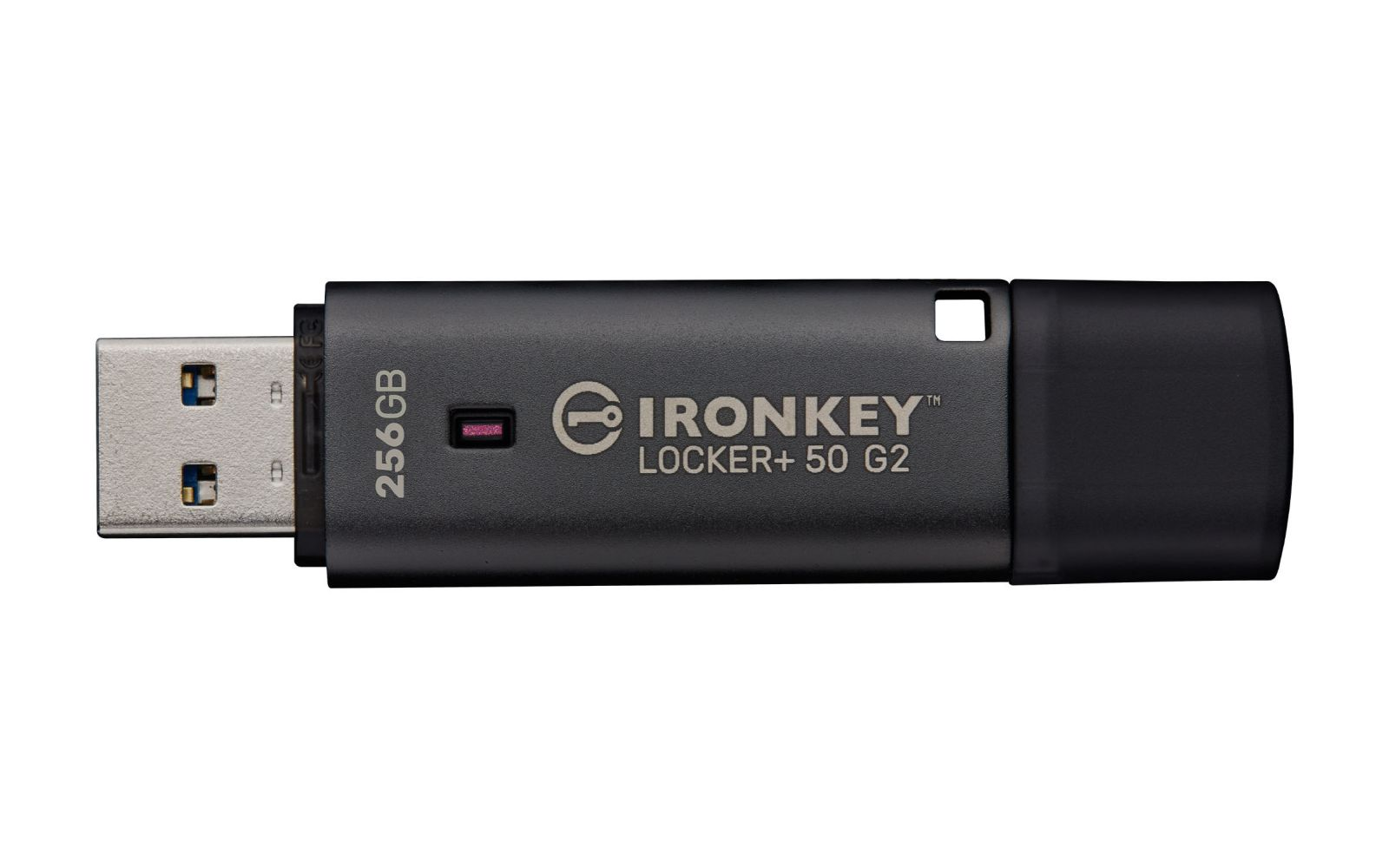 Unità USB nera da 256 GB, modello Ironkey Locker+ 50 G2.