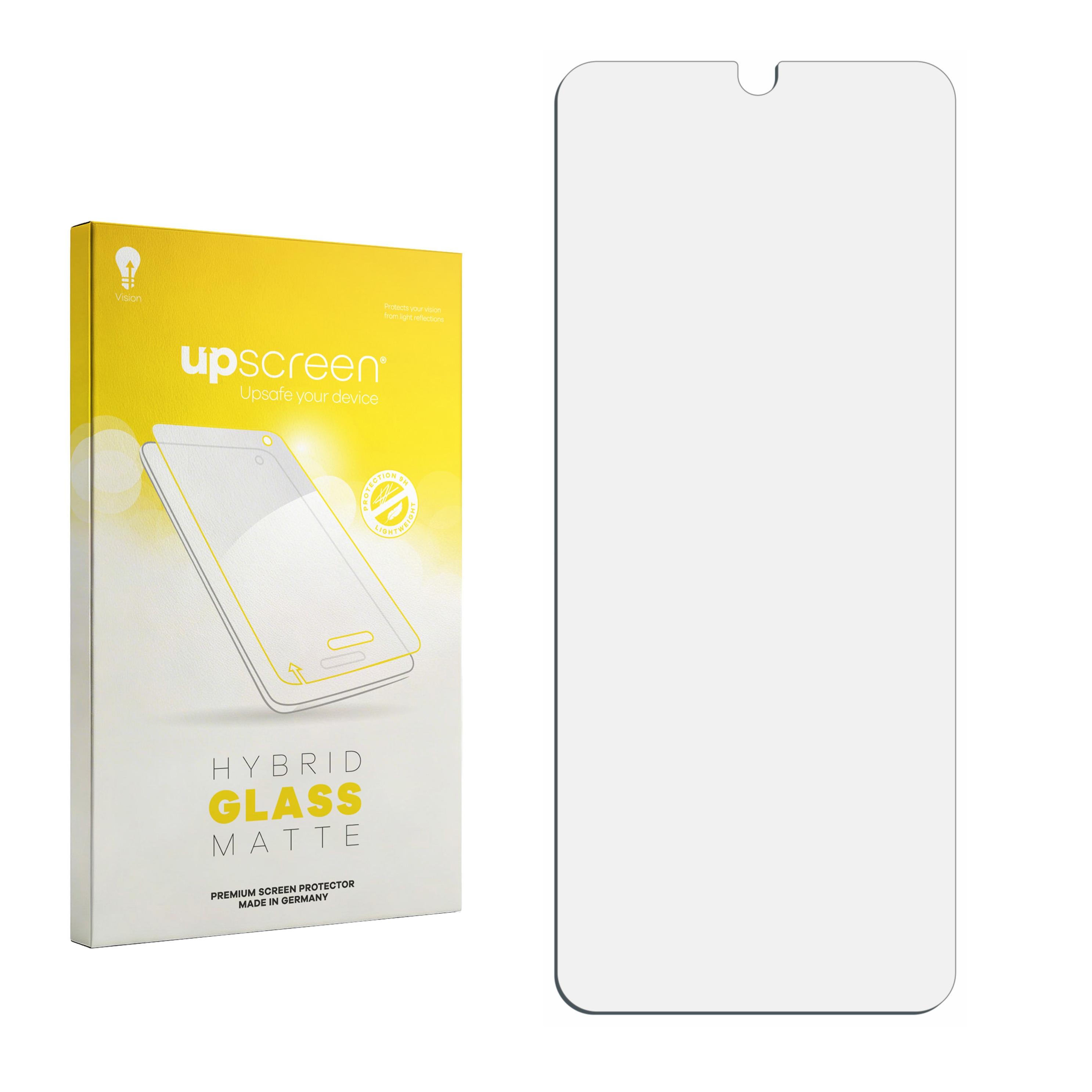 Verpackung mit einem Displayschutz, matt, für ein Smartphone.