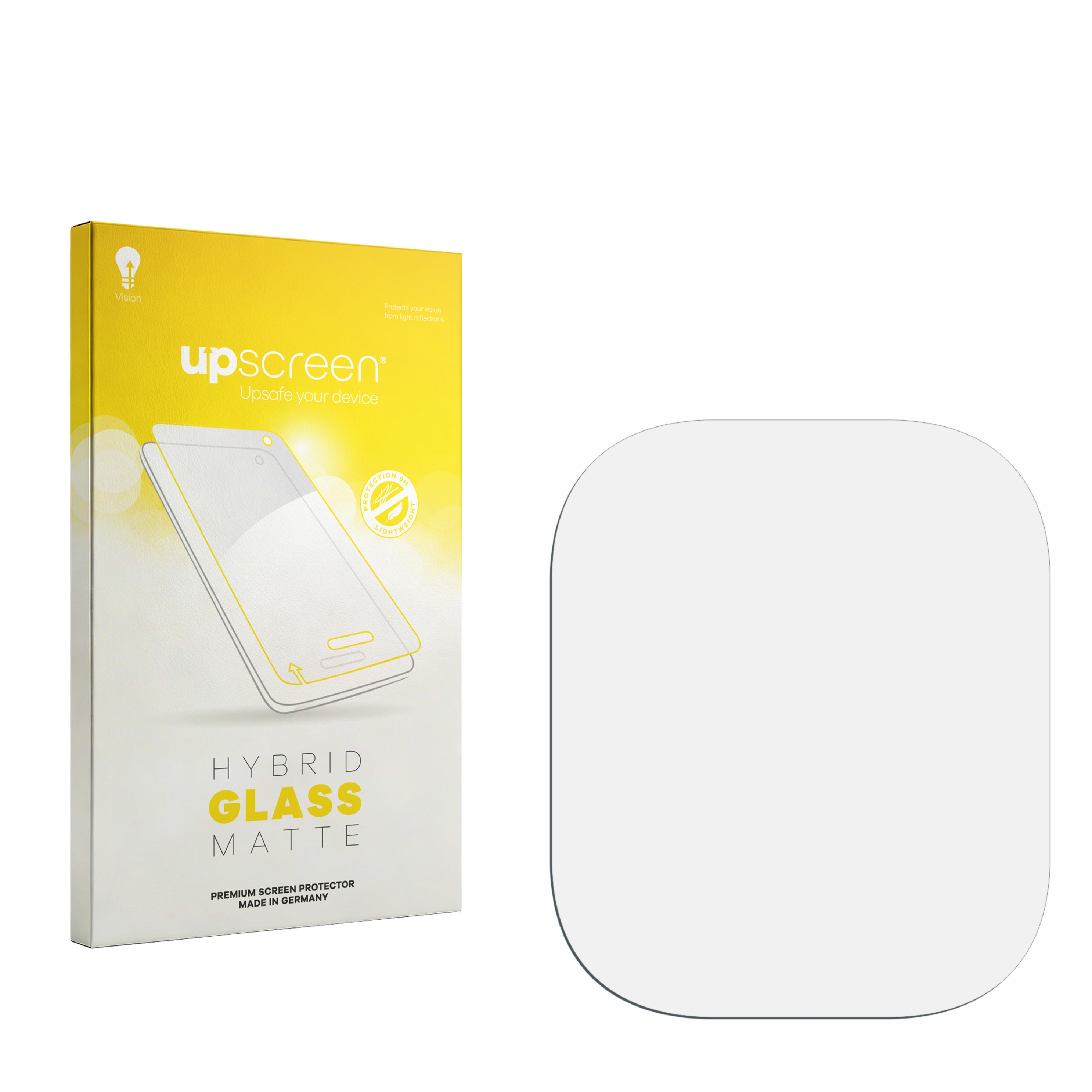 Verpackung für einen matten Displayschutz aus Hybridglas mit Handy-Abbildung.