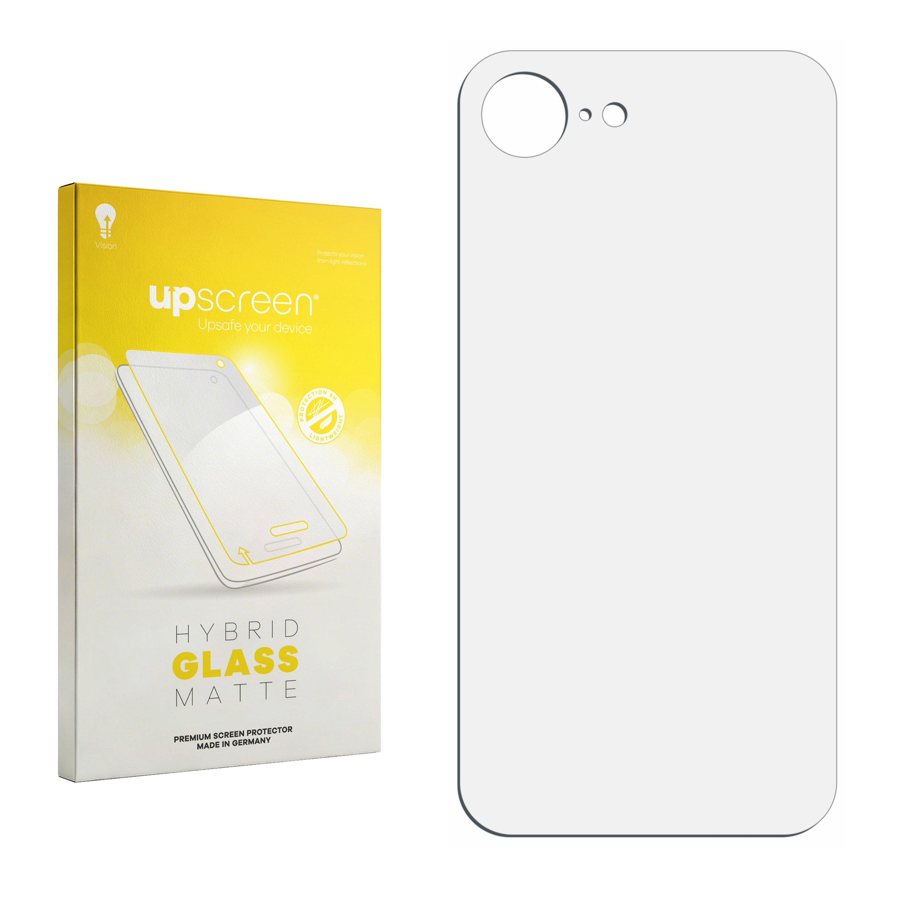 Verpackung für einen matten Glasschutz mit einem Bild eines Smartphones.