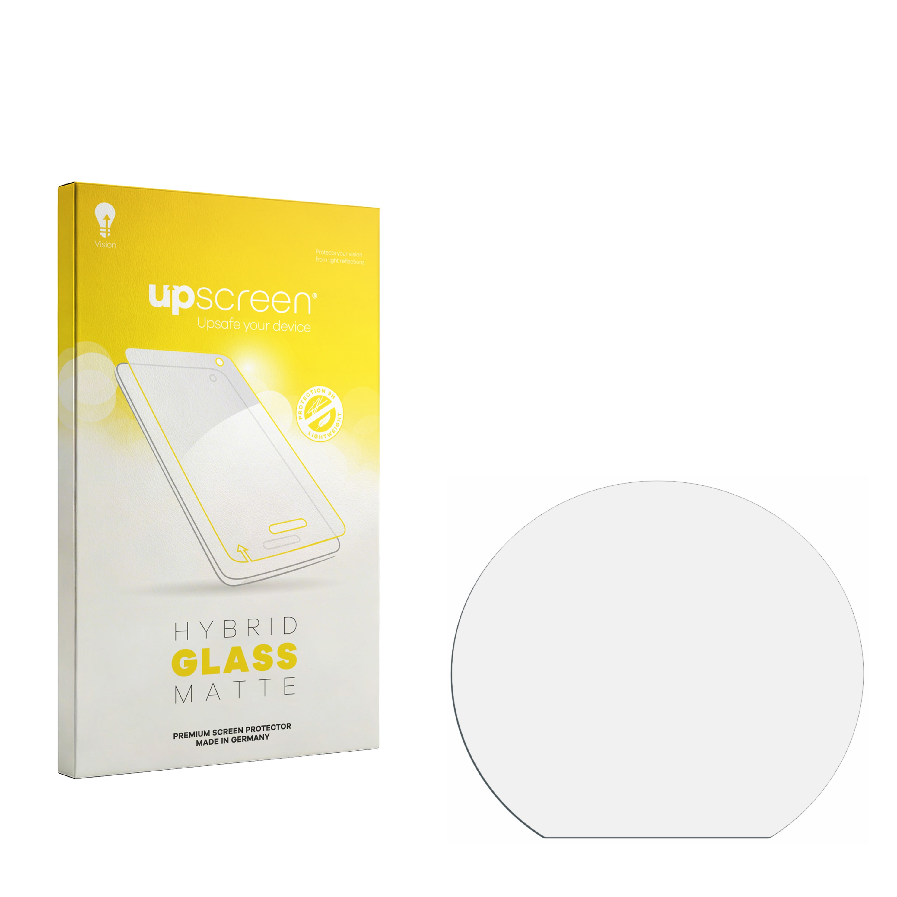 Verpackung für einen matten Displayschutz aus Hybridglas mit Smartphone-Grafik.