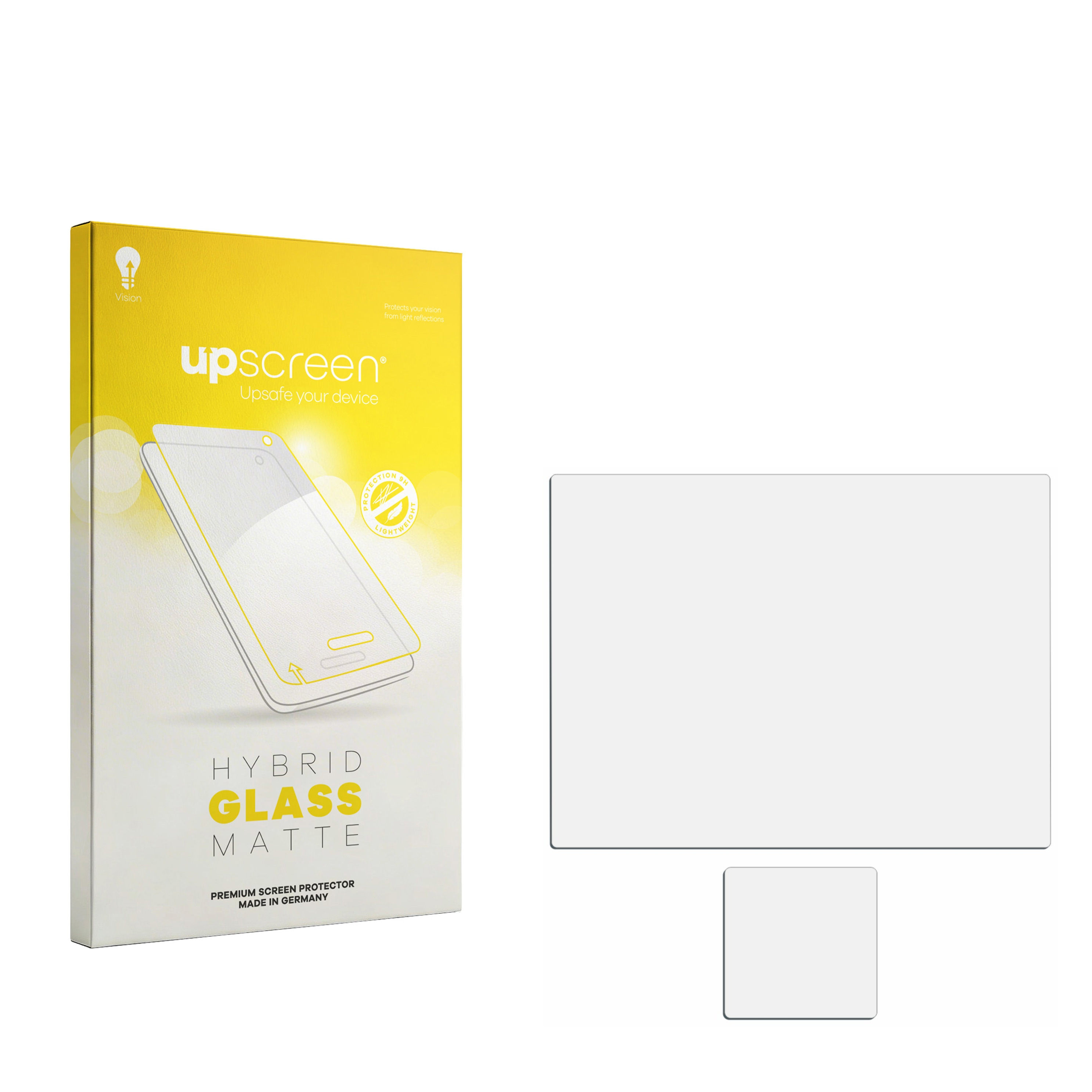 Verpackung für einen matten Glasschutz für Mobiltelefone. Enthält einen Bildschirmschutz.