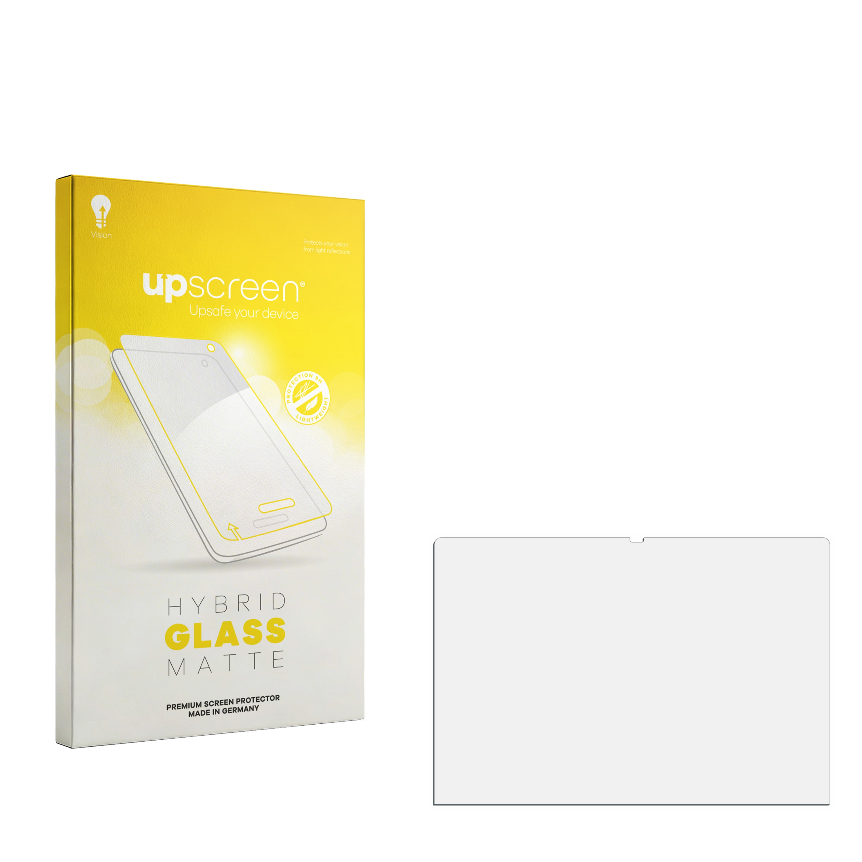 Verpackung für Displayschutzfolie mit einer Matte-Glas-Schutzfolie daneben.