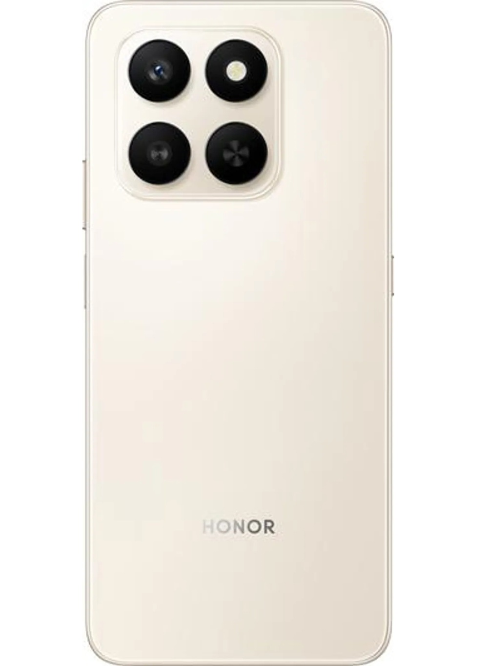 Retro di uno smartphone beige chiaro con quattro fotocamere e logo HONOR.