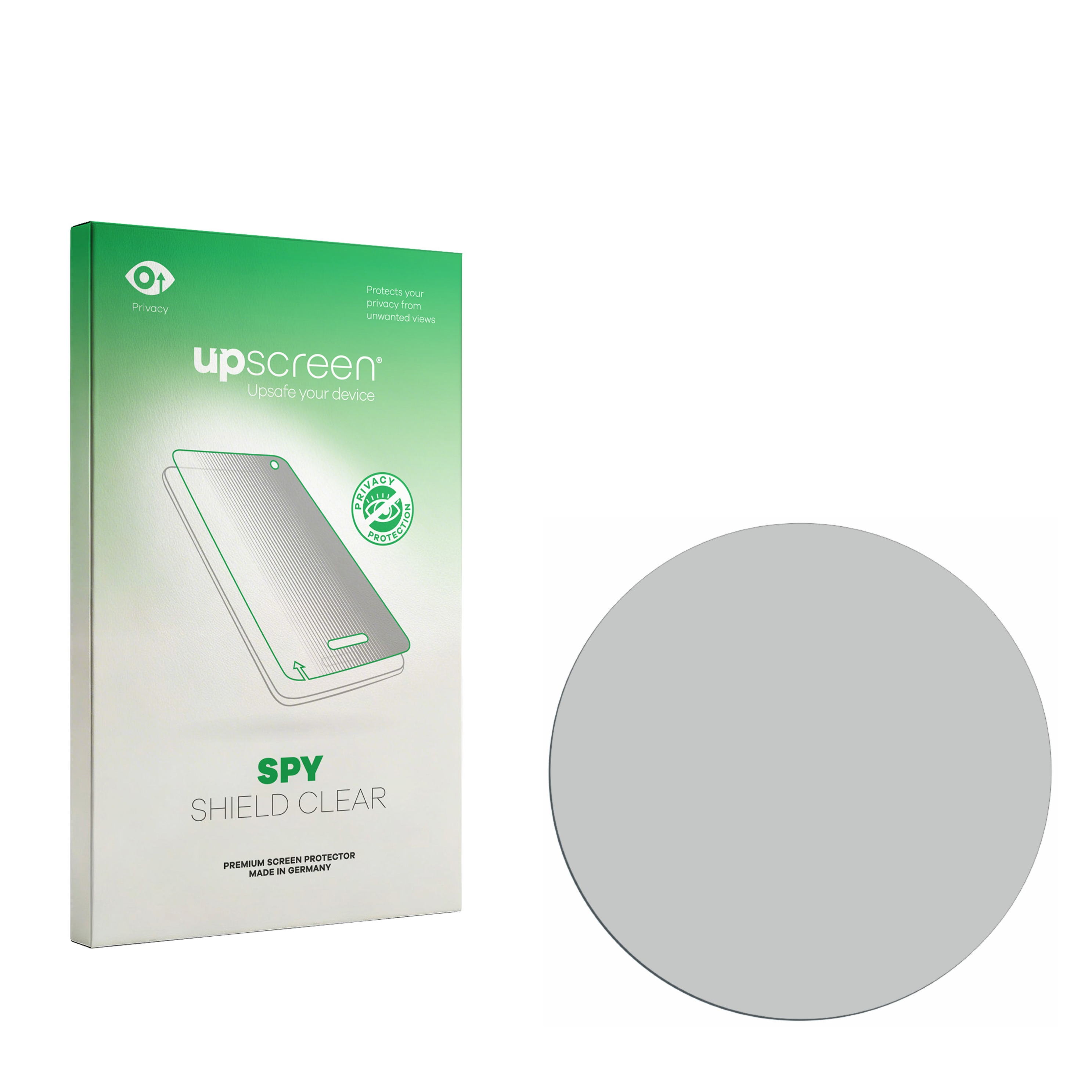 Grüne Verpackung für Displayschutzfolie mit Schriftzug und Handy-Abbildung.