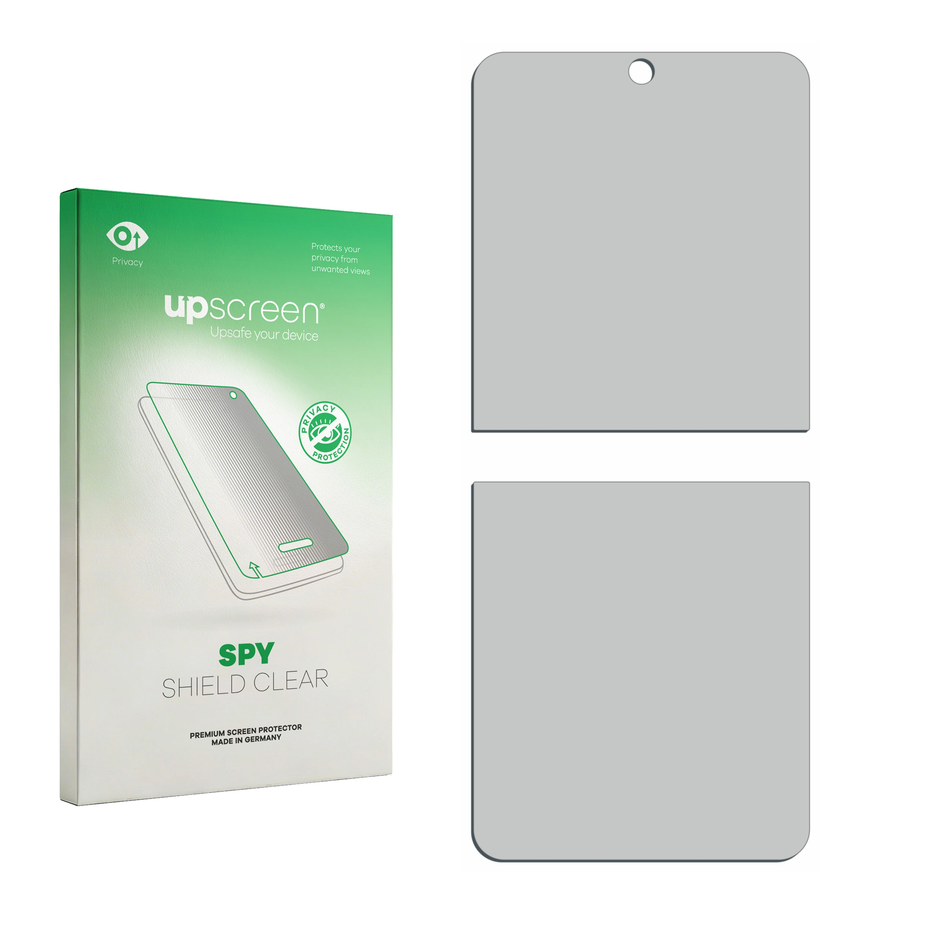Verpackung für einen Sichtschutz-Displayschutz für Smartphones.