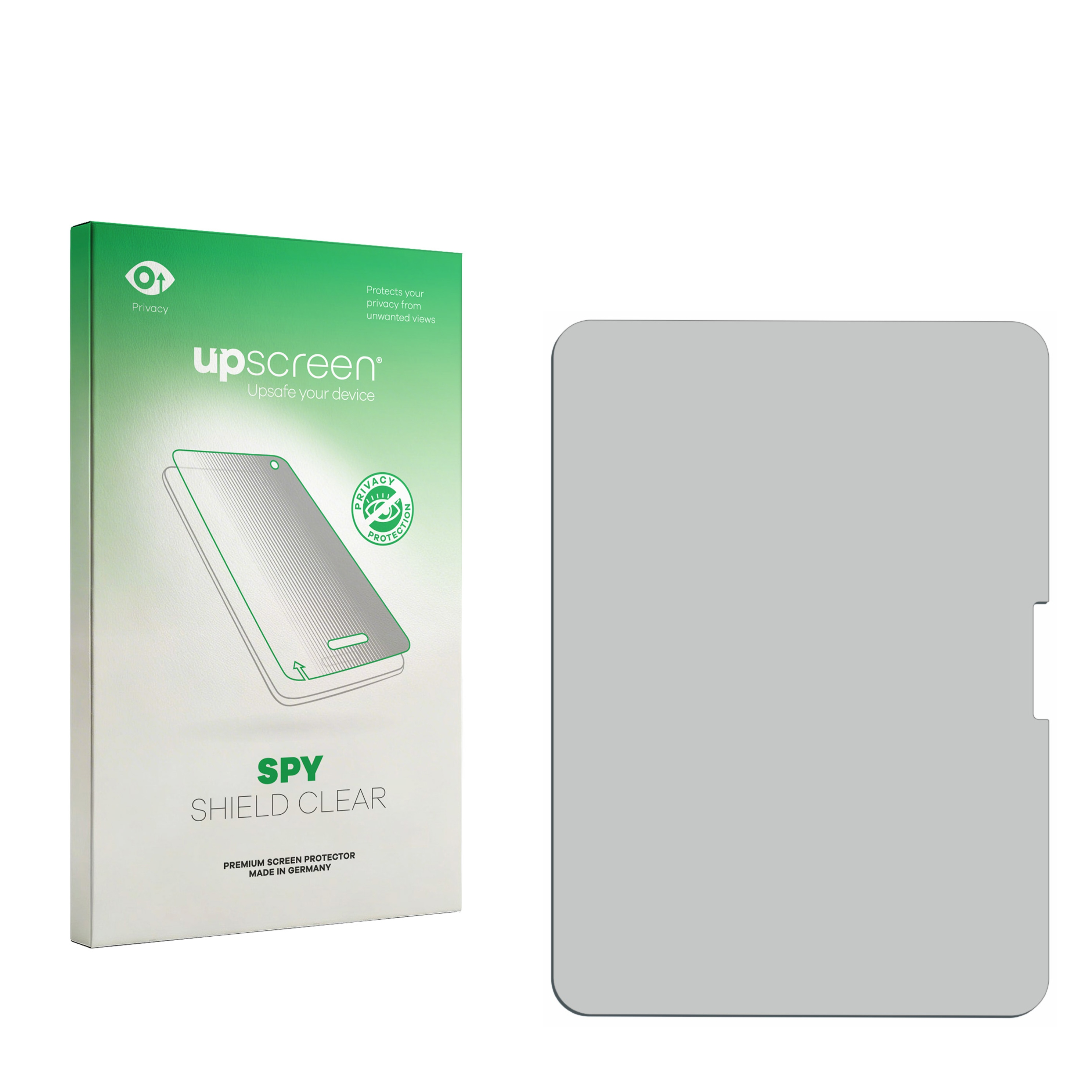 Grüne Verpackung für einen Displayschutz mit einem stilisierten Handy.