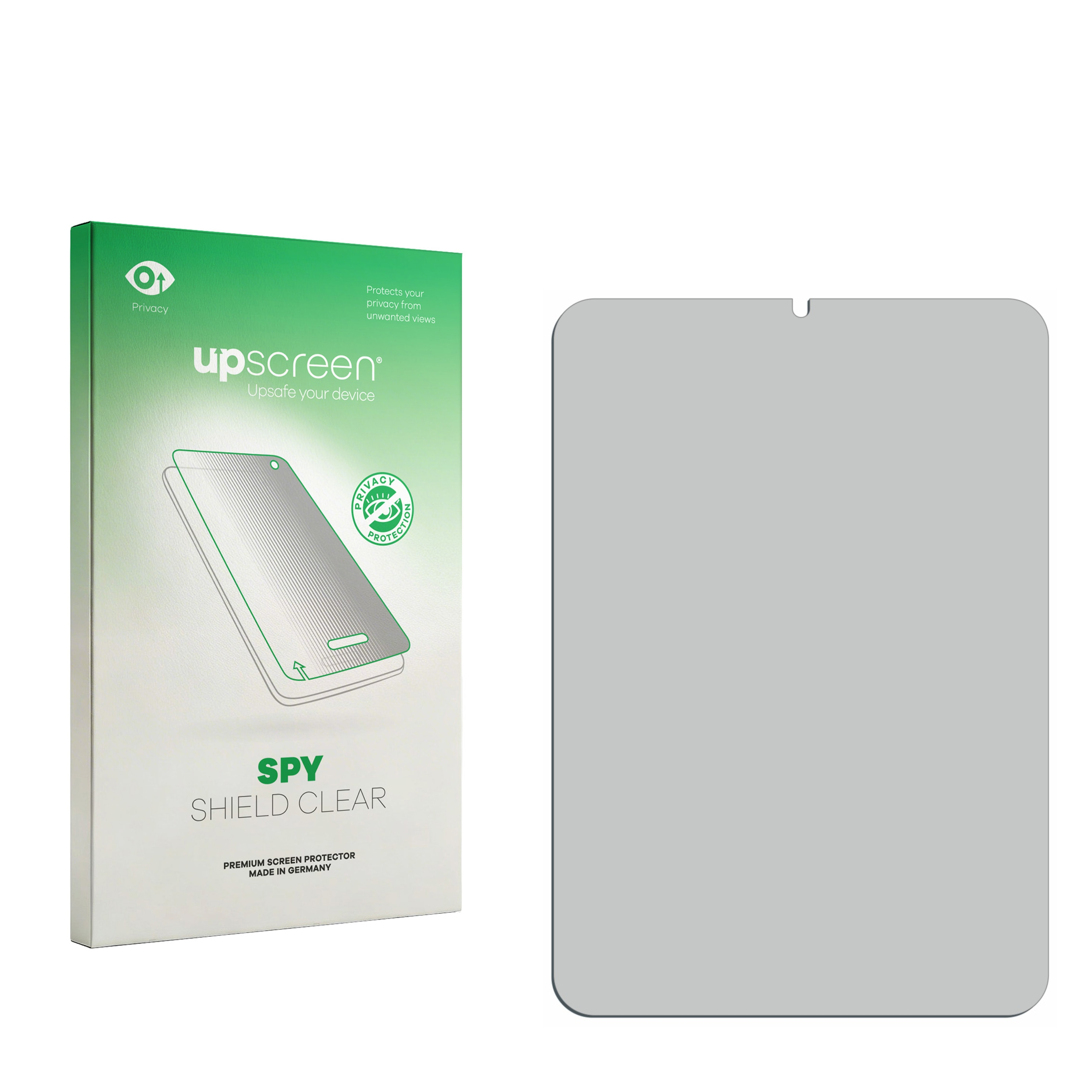 Verpackung für einen Displayschutz mit einem Bild eines Smartphones und einem Schutzschild.