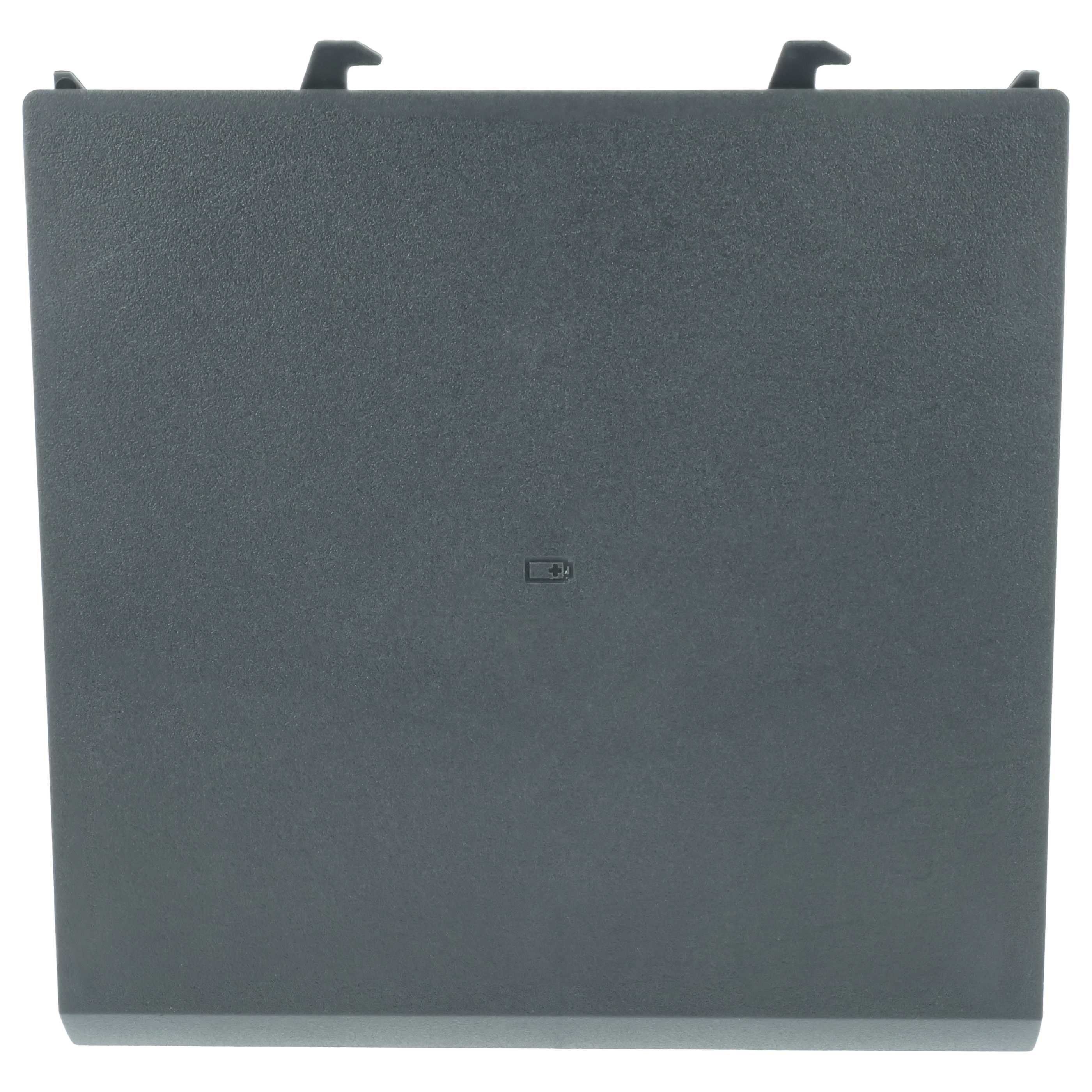 Grauer Deckel mit Batterieleiter-Symbol und zwei Clips oben.