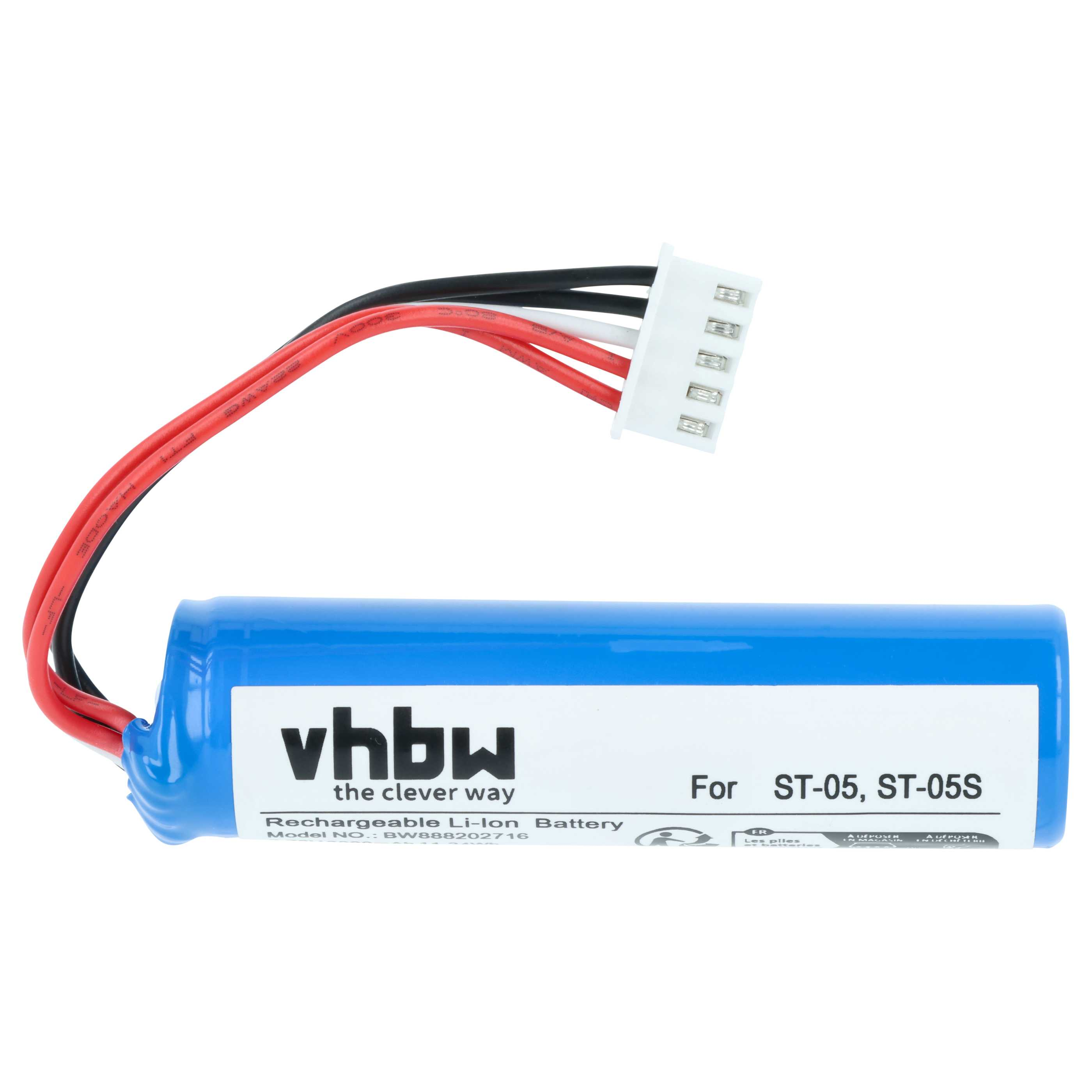 Blauer Li-Ion-Akku mit Kabeln und Stecker, Modell ST-05/ST-05S.