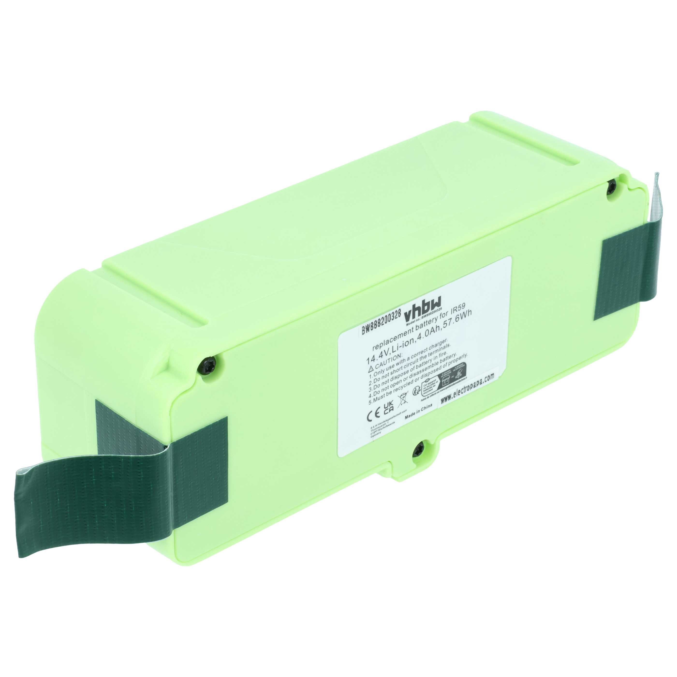 Grüne Ersatzbatterie 14.4V Li-Ion 4.0Ah mit Aufkleber und grünen Klebestreifen.