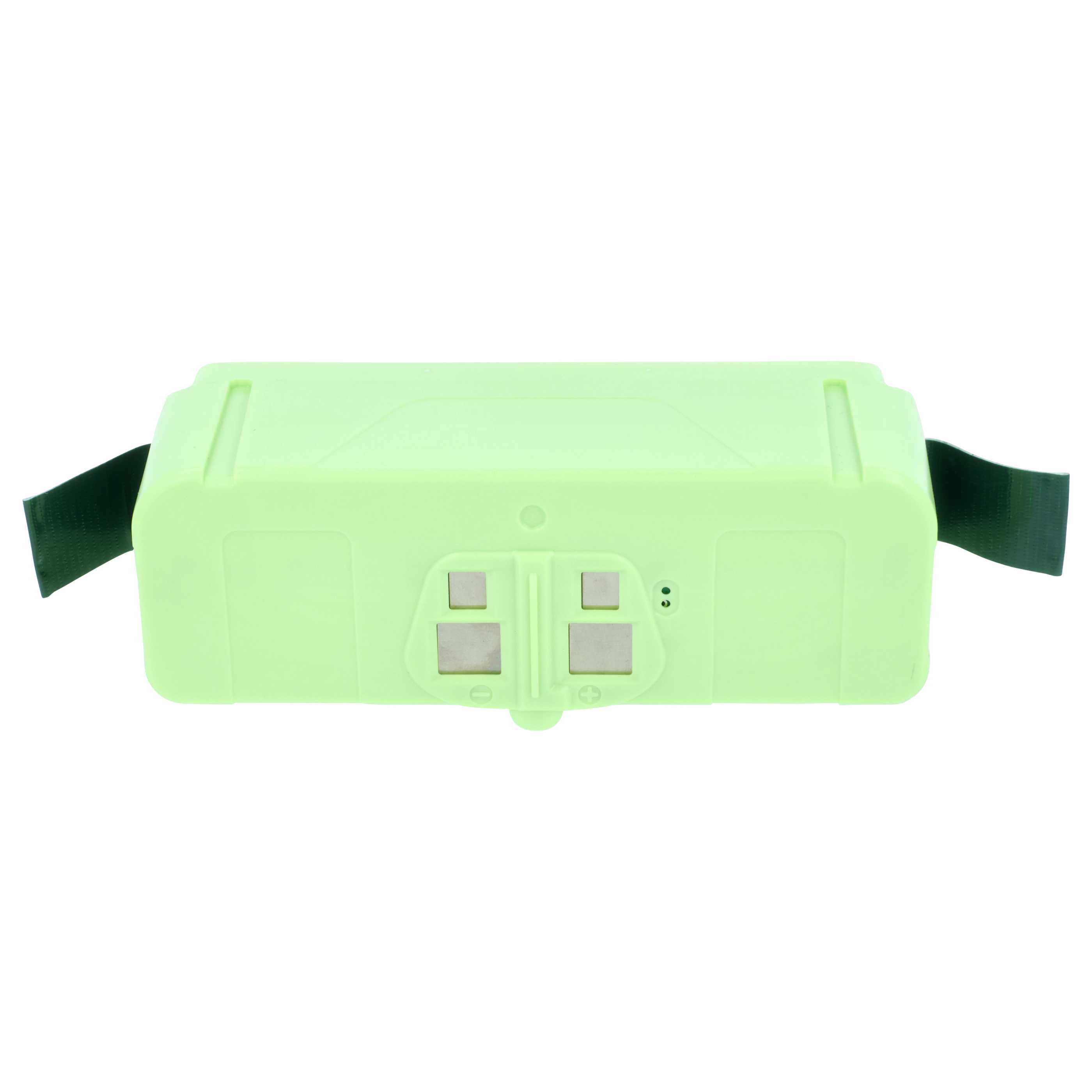 Ein hellgrünes Batteriepack mit schwarzen Gurten an beiden Seiten.