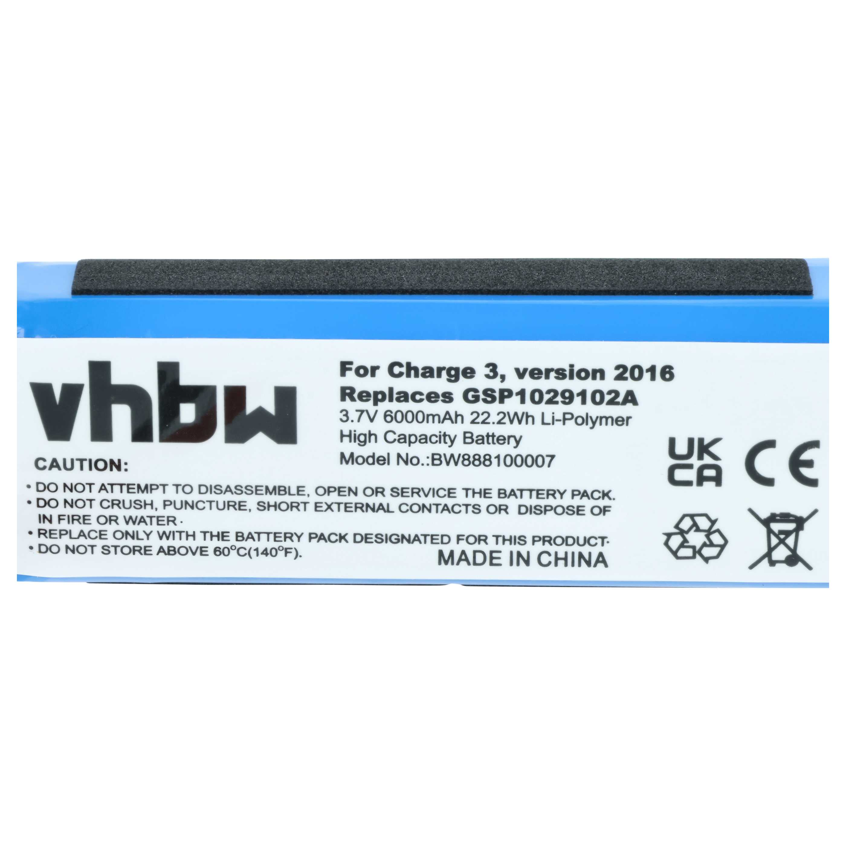 vhbw Li-Polymer Akku für Charge 3, 3.7V 6000mAh, Made in China.