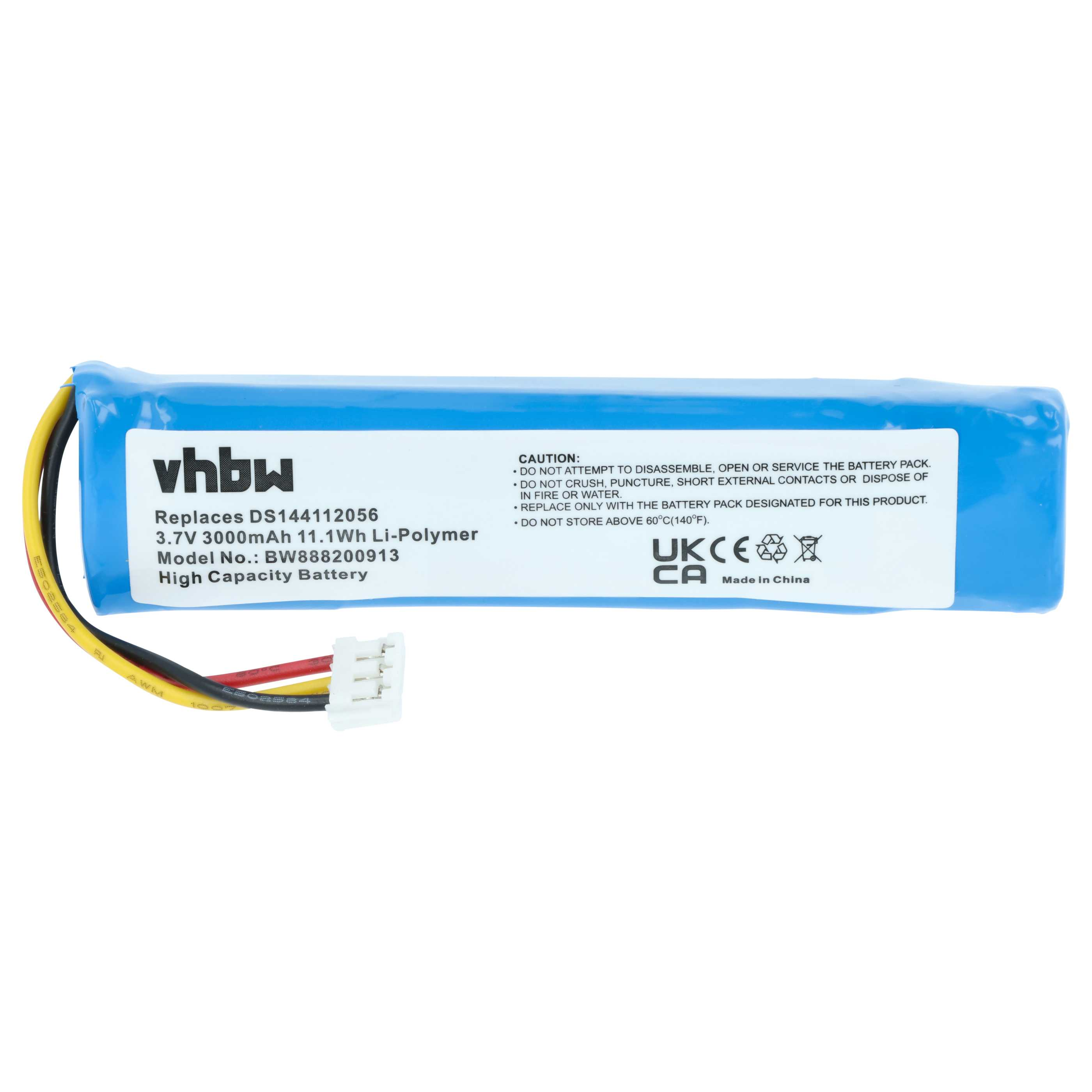 Blauer Li-Polymer-Akku mit Kabeln und Stecker, 3,7V 3000mAh.