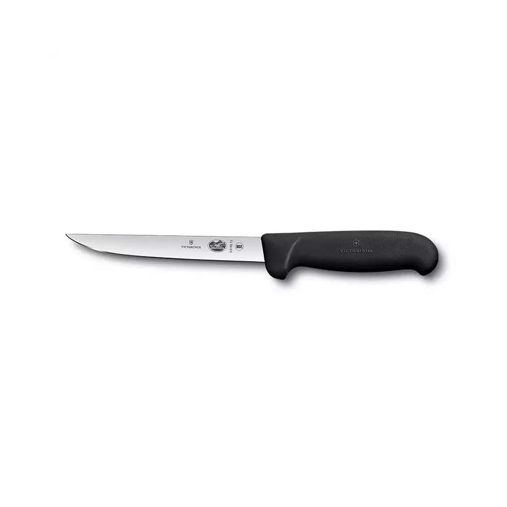 Siyah saplı ve gümüş bıçaklı bir Victorinox bıçağı.