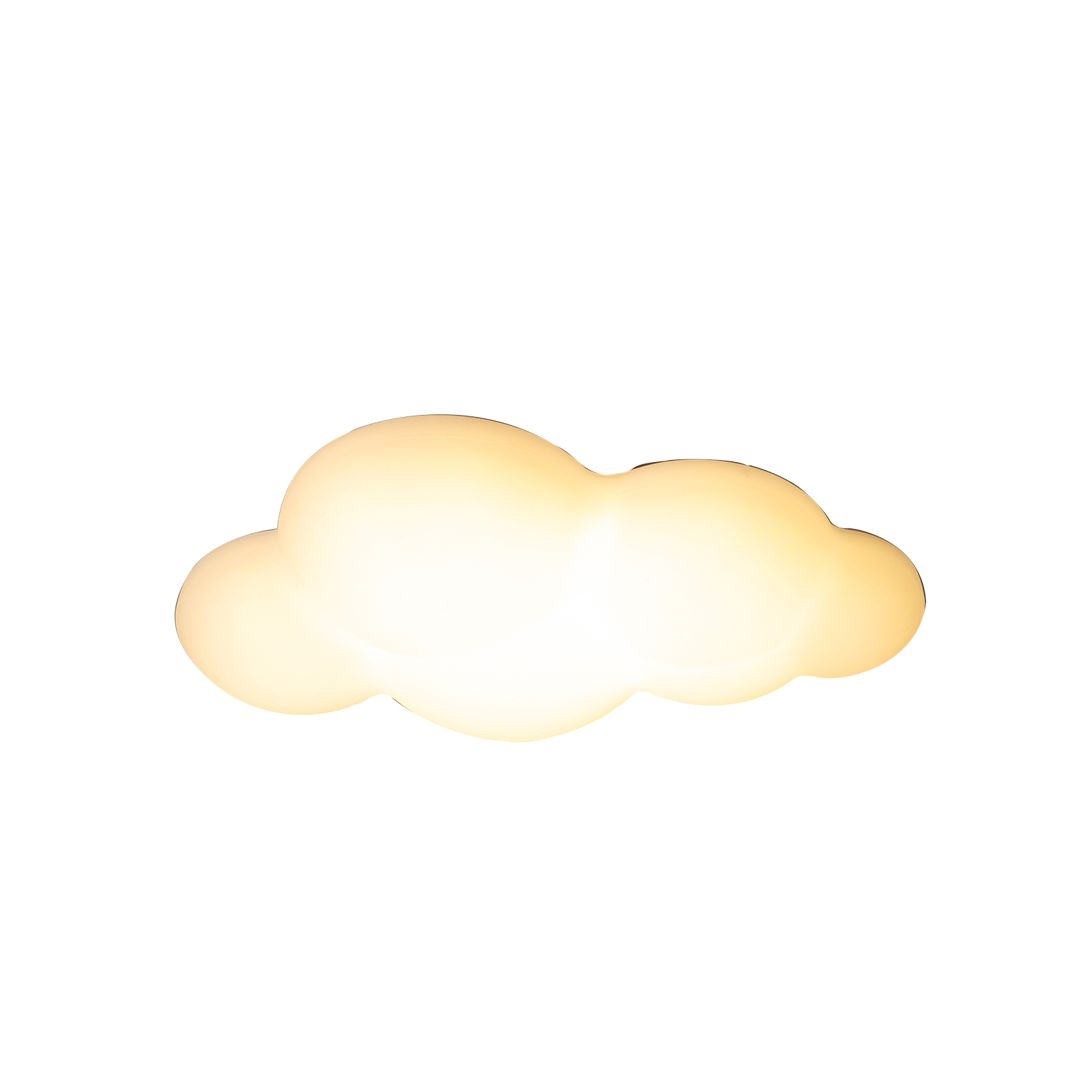 Una lámpara de nube blanca y brillante sobre fondo blanco.