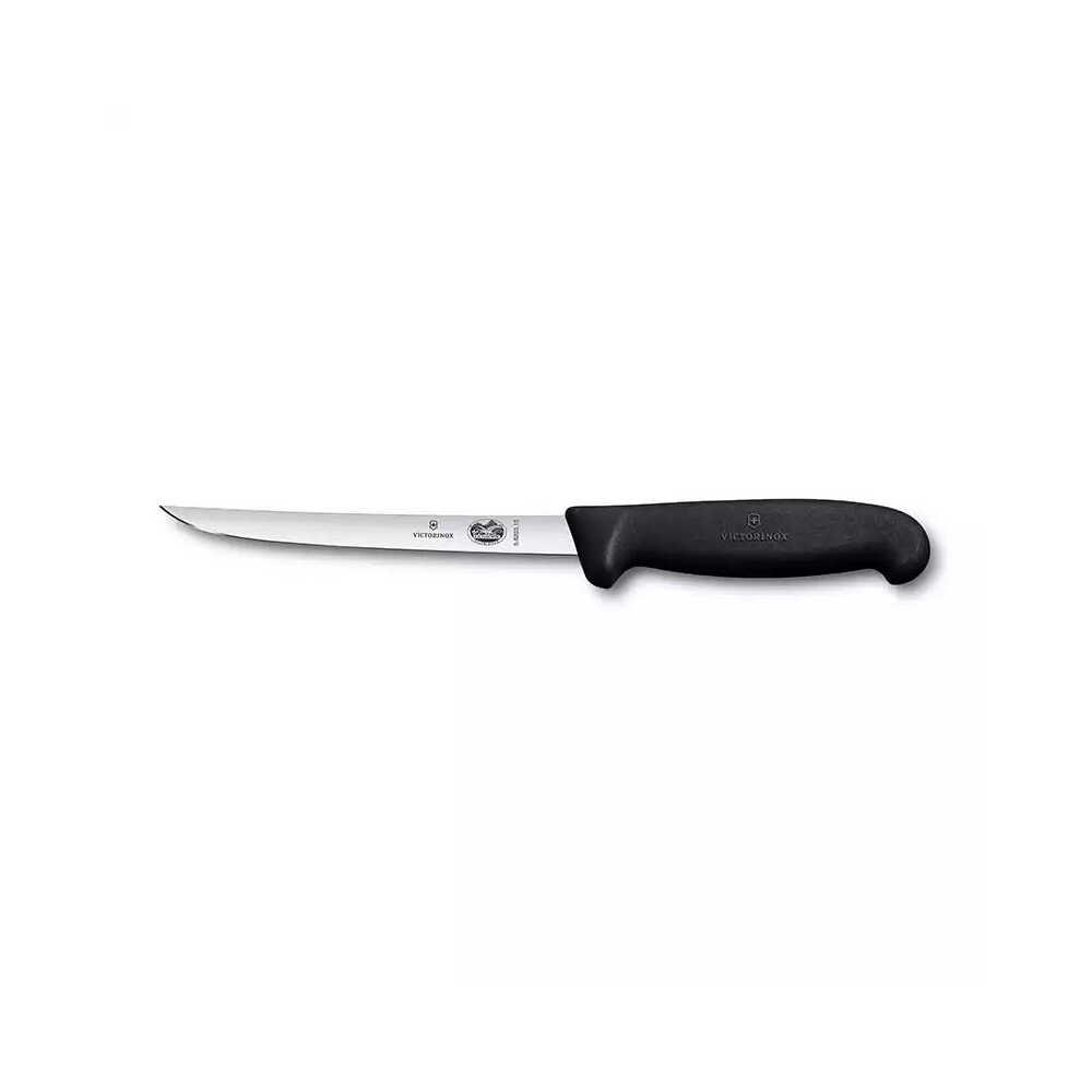 İnce ağızlı, siyah saplı bir Victorinox bıçağı.