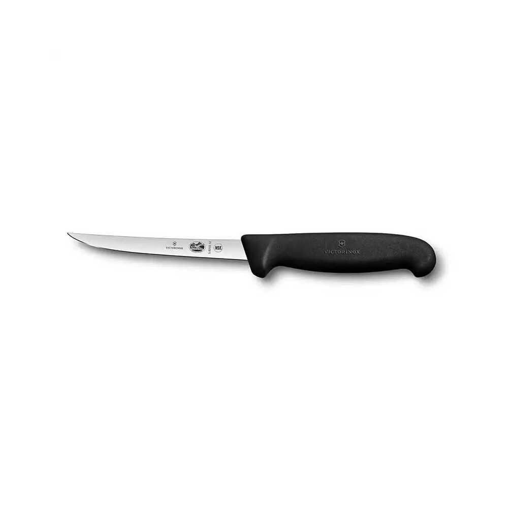 Siyah saplı, gümüş renkli bıçağı olan bir Victorinox bıçağı.