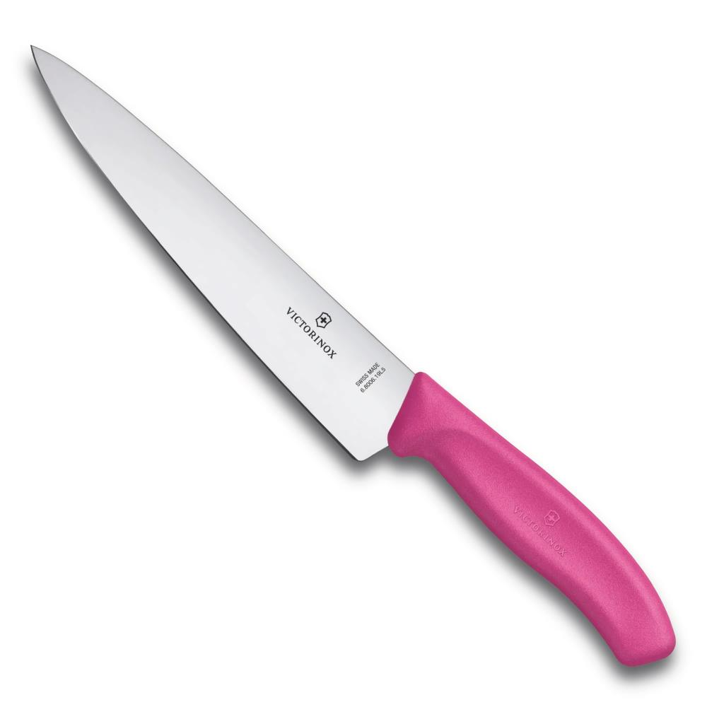 Pembe saplı ve gümüş bıçaklı keskin bir Victorinox bıçağı.