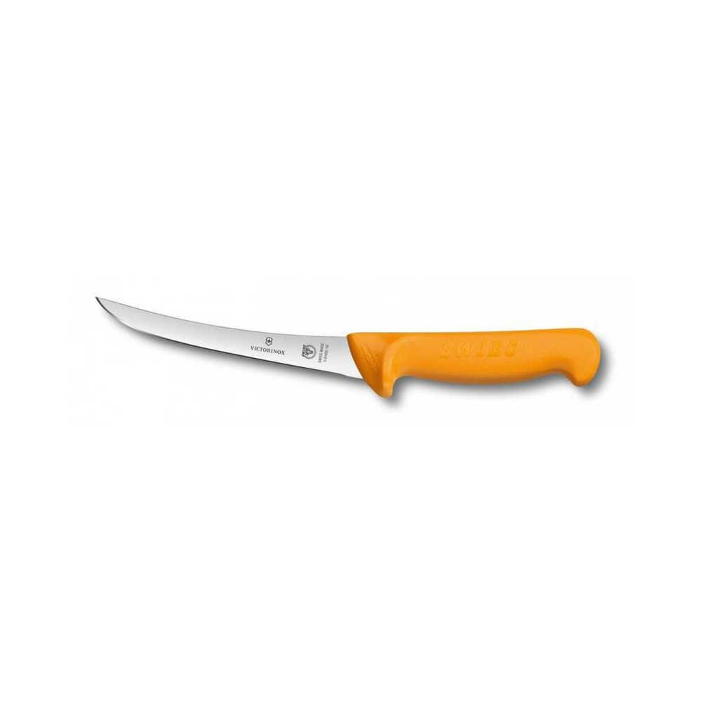 Eğri bıçaklı ve turuncu saplı Victorinox balık bıçağı.